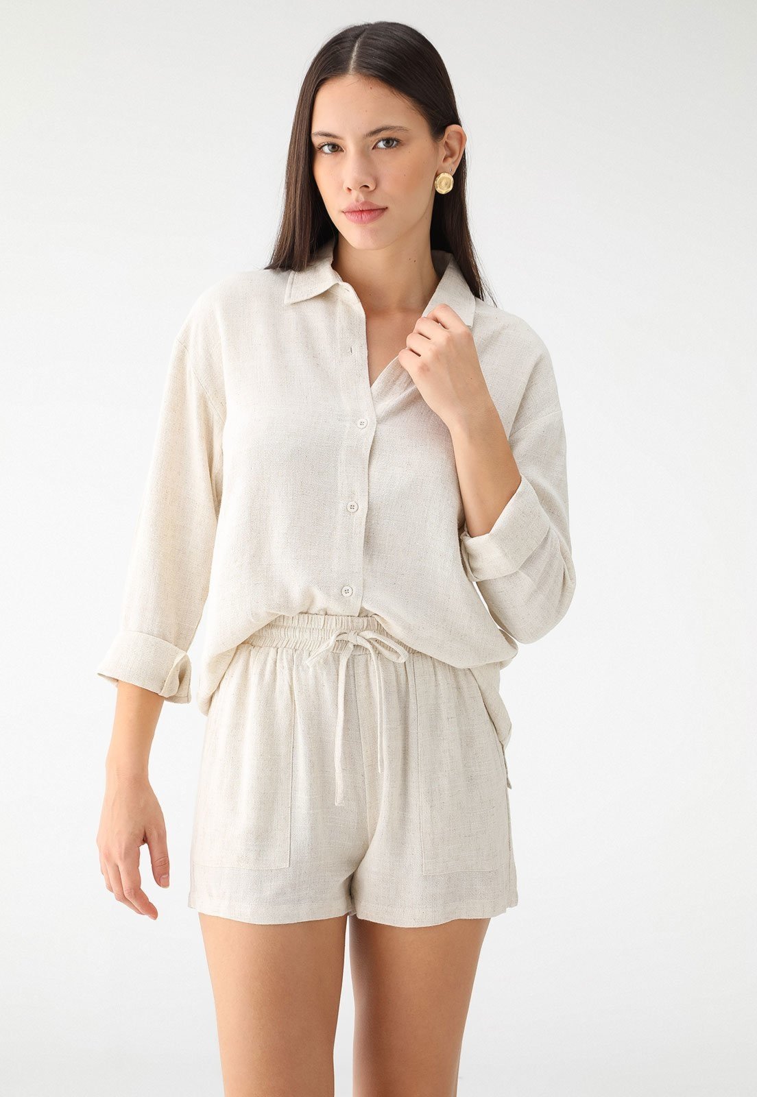 Vista 3 Conjunto Levosch Camisa e Shorts De Linho 77VS LEVOSCH nude 77VS LEVOSCH nude