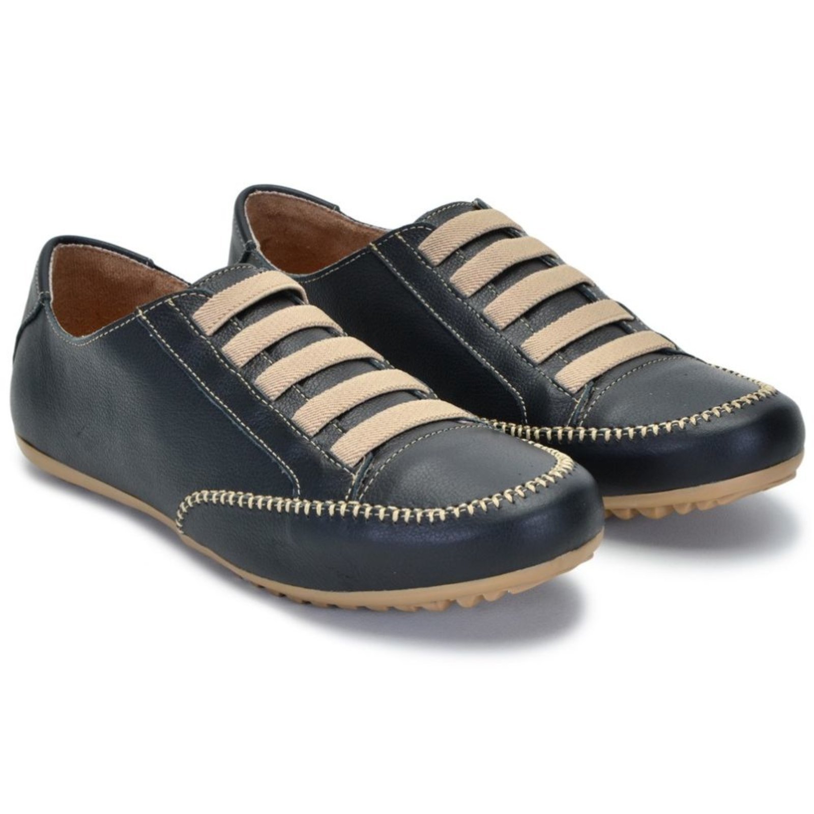 Sapatênis Feminino Confort De Couro Preto