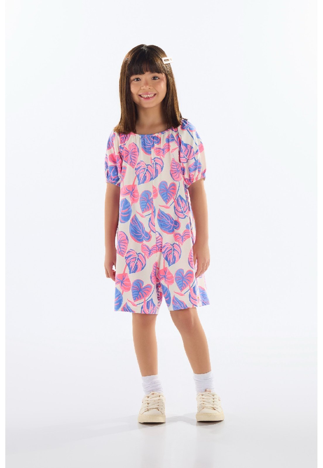 Infantil – Macaquinho Estampado para Menina Quimby Roxo