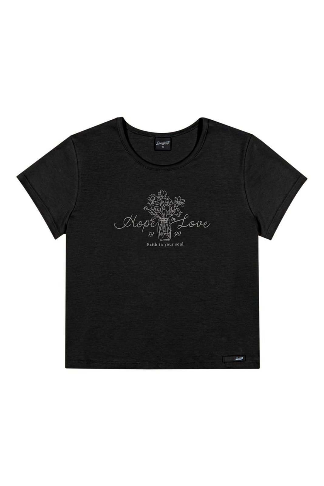 Infantil - Blusa Juvenil Menina Floral Manga Curta Beats Preto