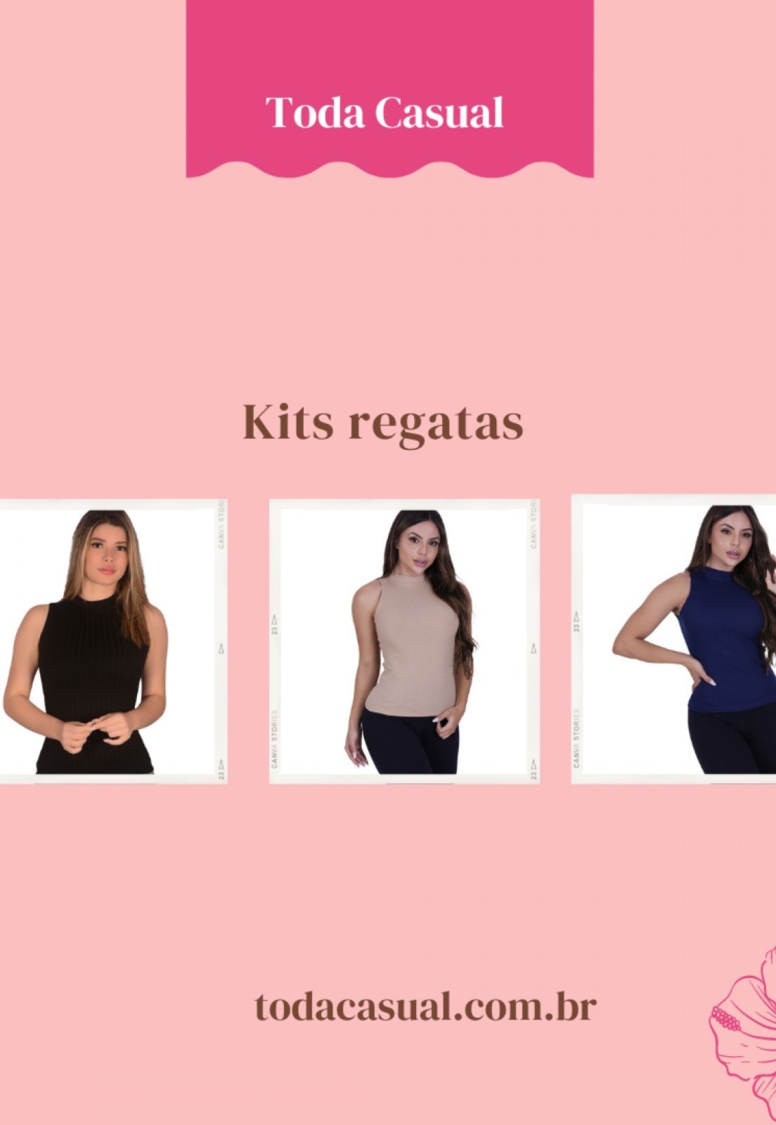 Kit 3 Peças Regata Canelada St Madame