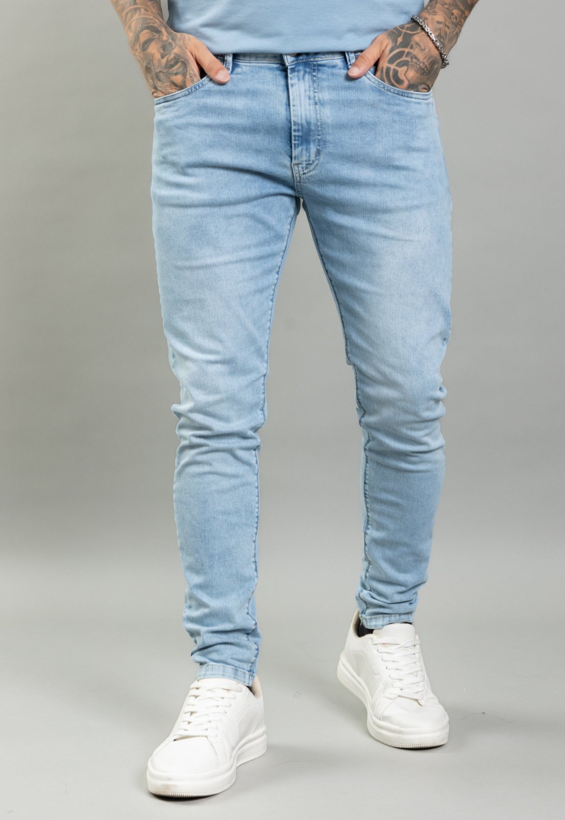 Calça Jeans Skinny Básica Lavagem Clara Masculina Dialogo Azul