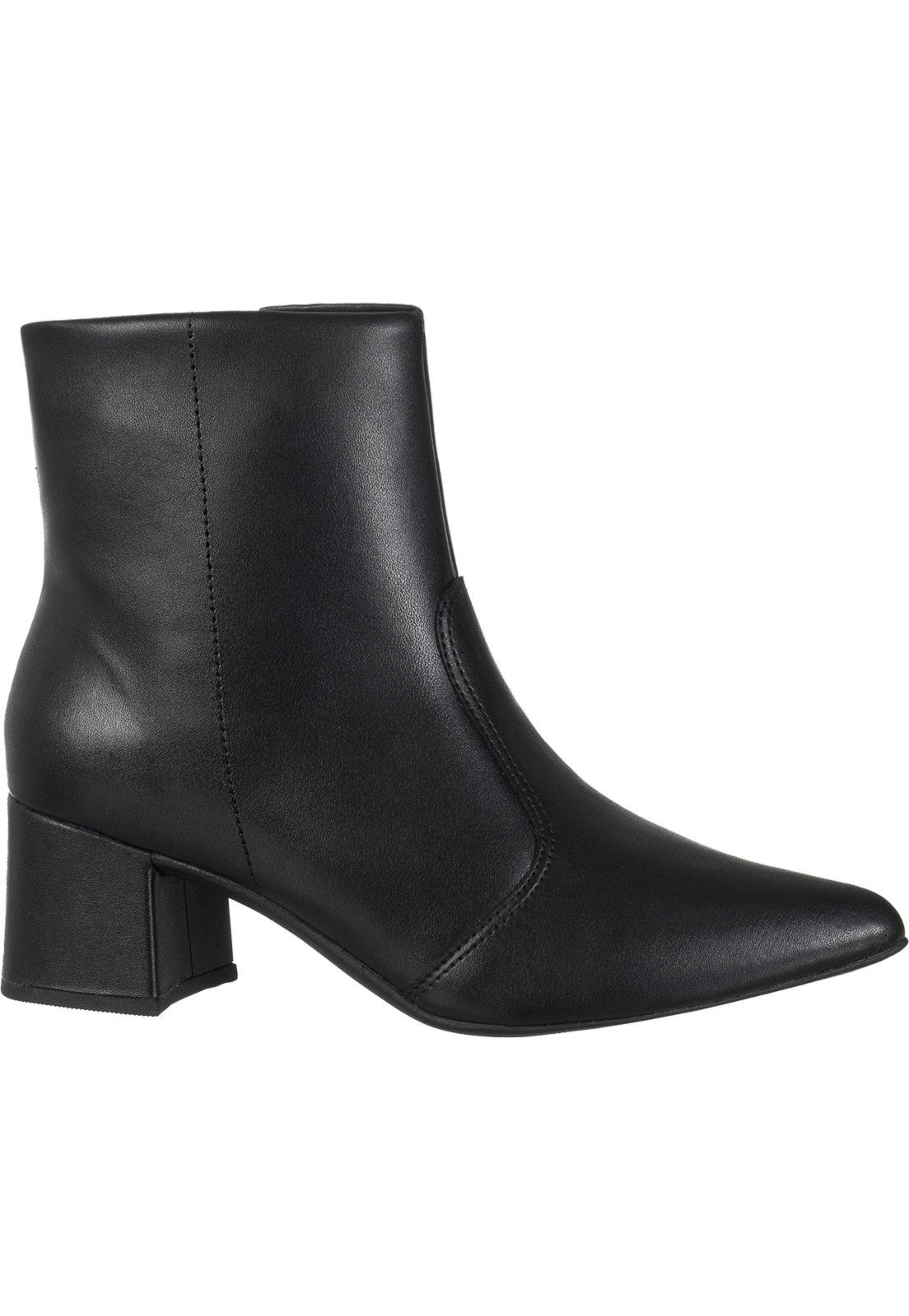 Bota Feminina Bico Fino Gigil Salto Bloco Médio Casual Preto