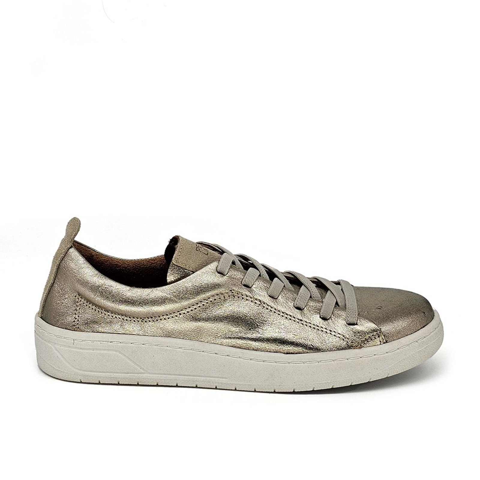 Tênis Feminino SAR005 Couro Prata Velha Marfim