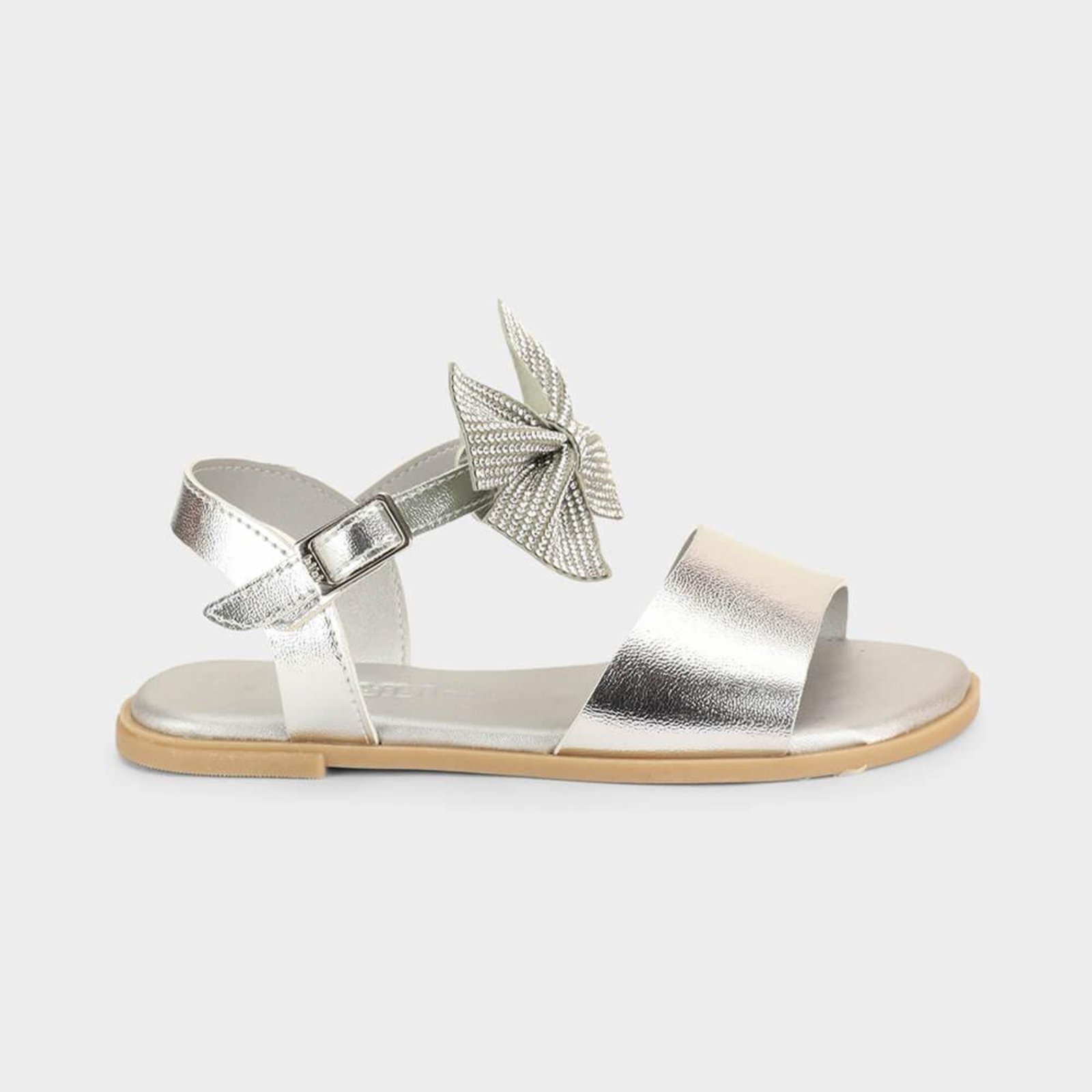 Vista 2 Infantil - Sandália Bibi Shine com Laço Calçados Bibi prata Calçados Bibi prata