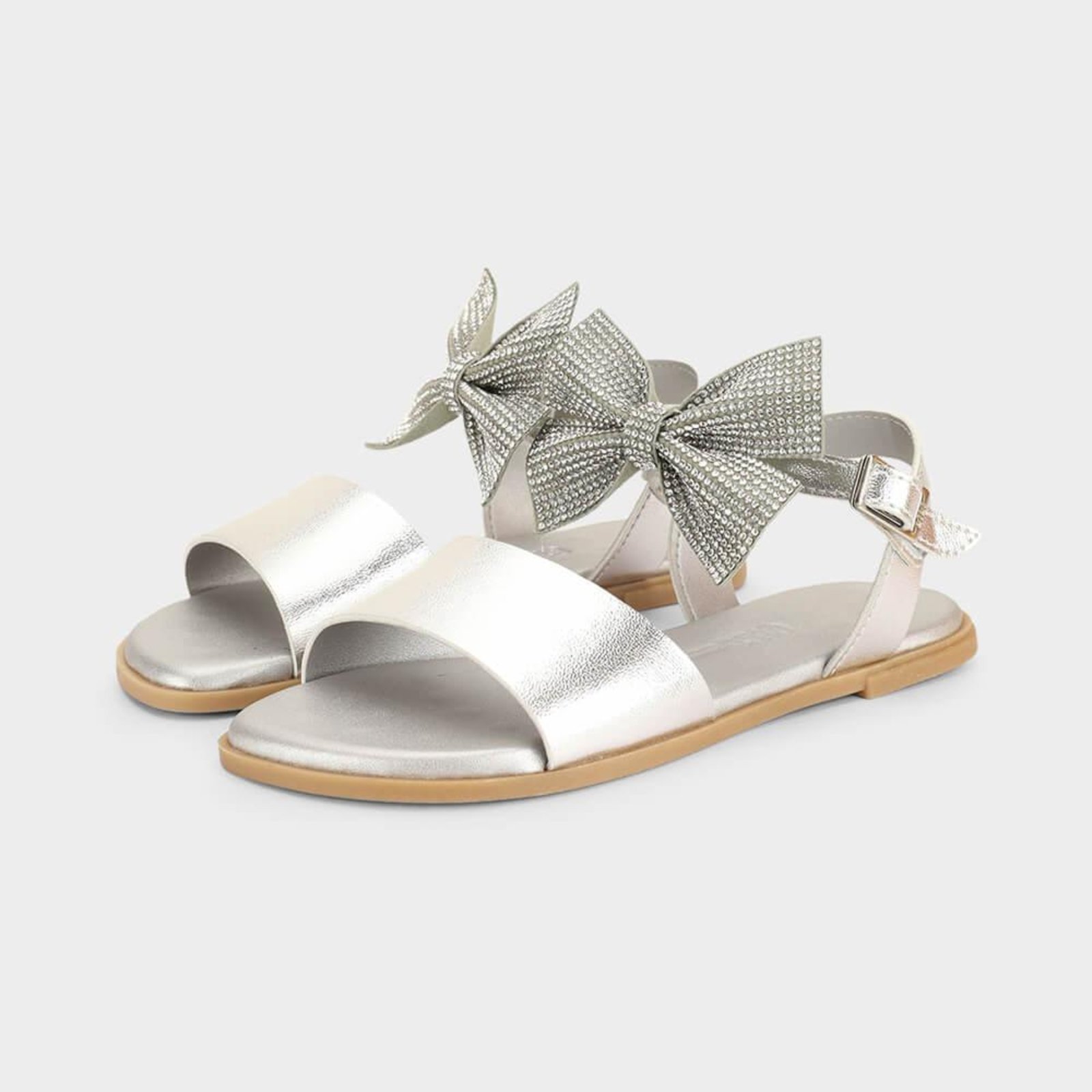 Vista 3 Infantil - Sandália Bibi Shine com Laço Calçados Bibi prata Calçados Bibi prata