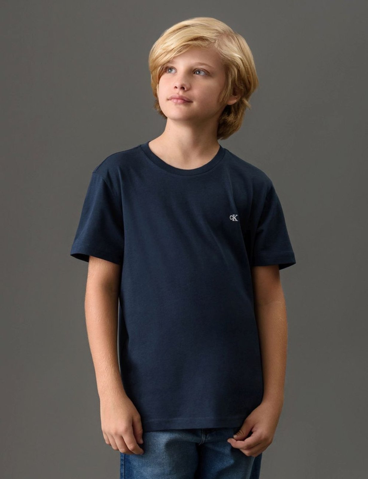 Infantil - Camiseta Menino Bordado Calvin Klein Jeans - Marinho Calvin Klein Jeans