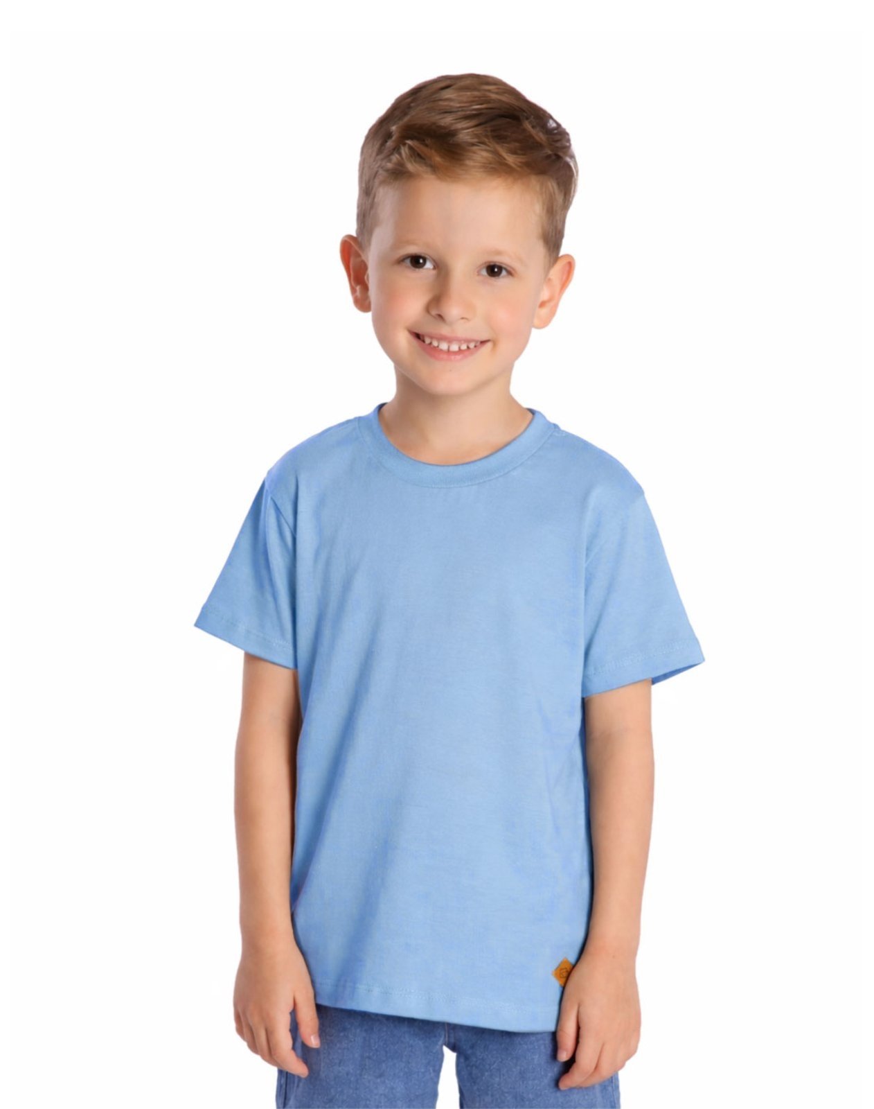 Infantil - Camiseta manga curta algodão azul claro