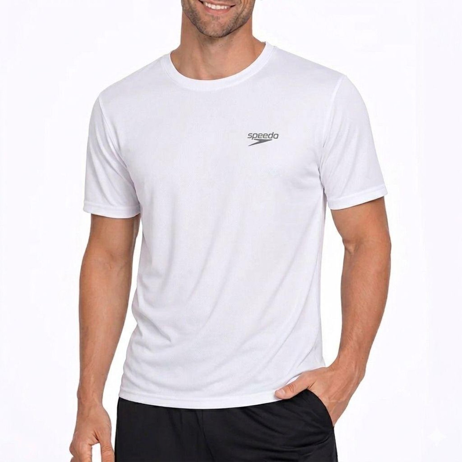 Camiseta Speedo Basic Stretch Fast Masculina Branco Branco
