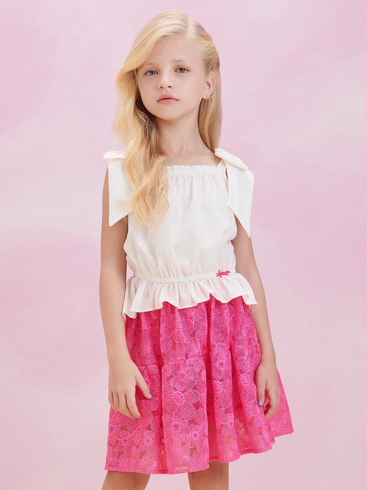 Infantil - Conjunto Fashion com Saia Bordada