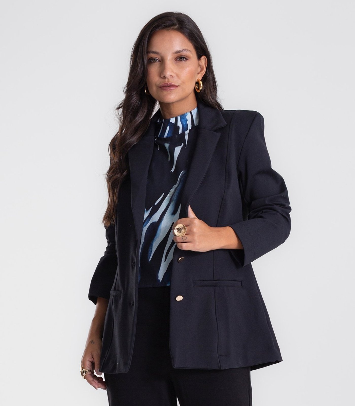 Blazer Feminino Ponto Roma Endless Preto