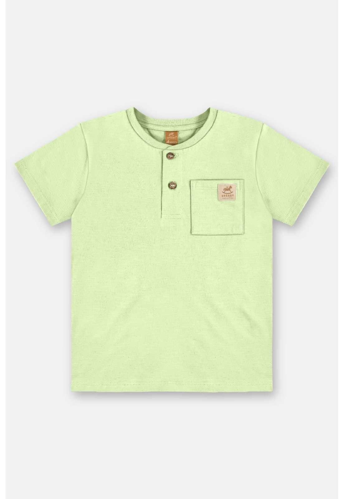 Infantil - Camiseta em Malha Linho Up Baby Verde Claro