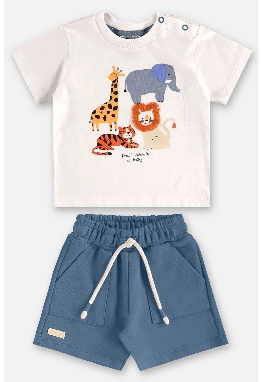 Vista 2 Infantil - Conjunto Camiseta e Bermuda Up Baby bege Up Baby bege