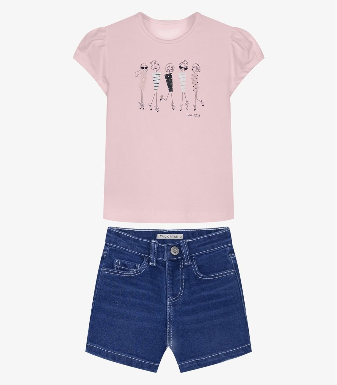 Infantil - Conjunto Blusa Com Shorts Trick Nick Rosa