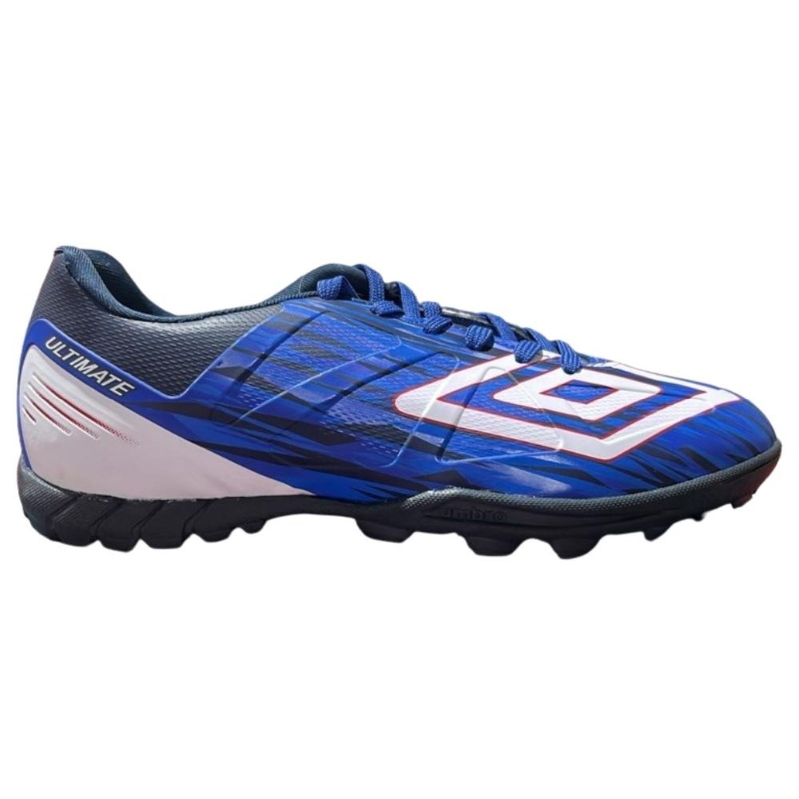 Vista 2 Chuteira Umbro Society Ultimate Royal Branco Roco azul royal Umbro azul royal