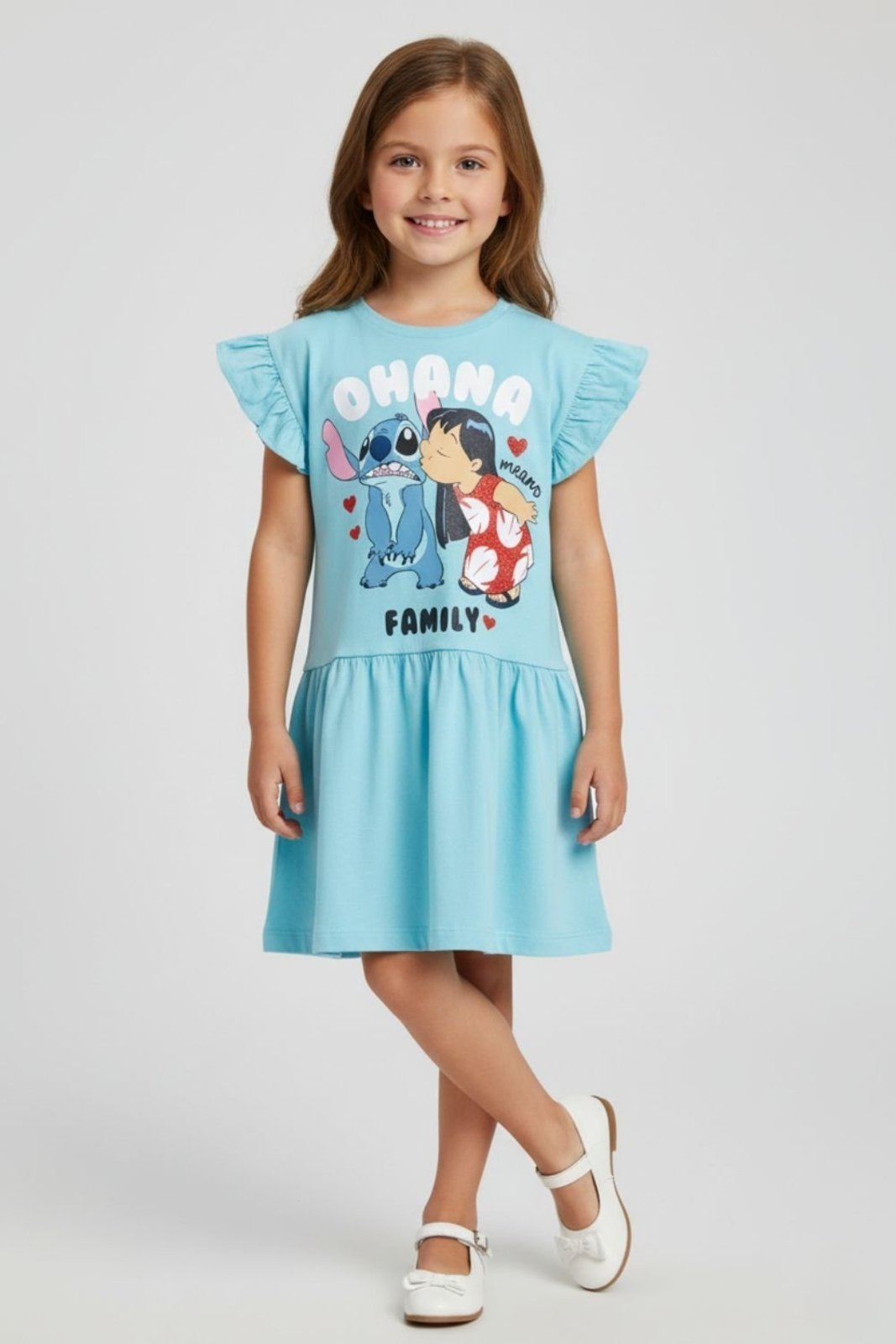Infantil – Vestido Disney Com Babado Menina Lilo e Stitch