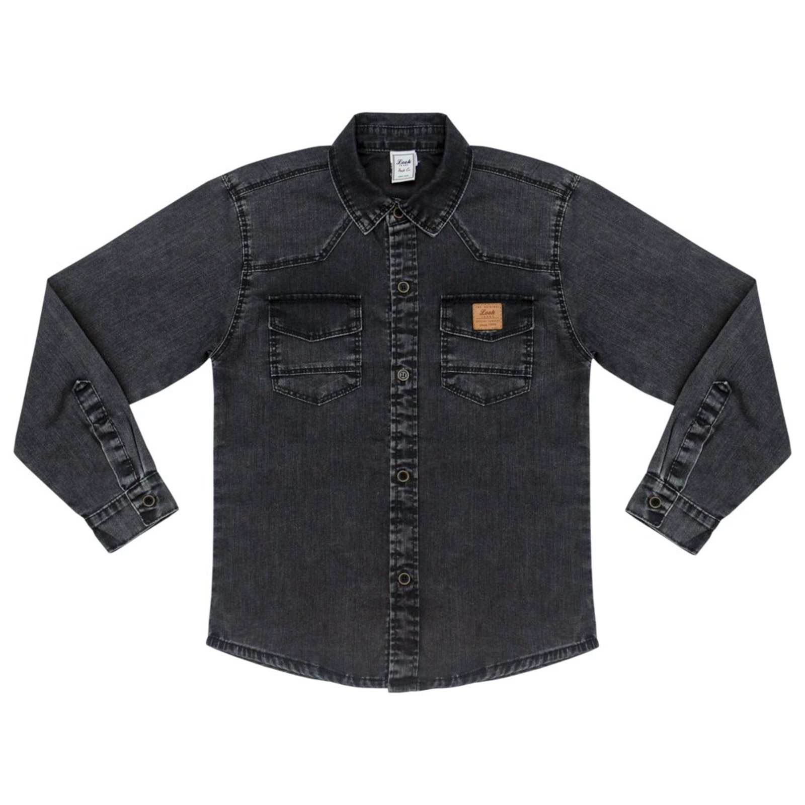 Infantil - Camisa Juvenil Look Jeans Tradicional Jeans Black