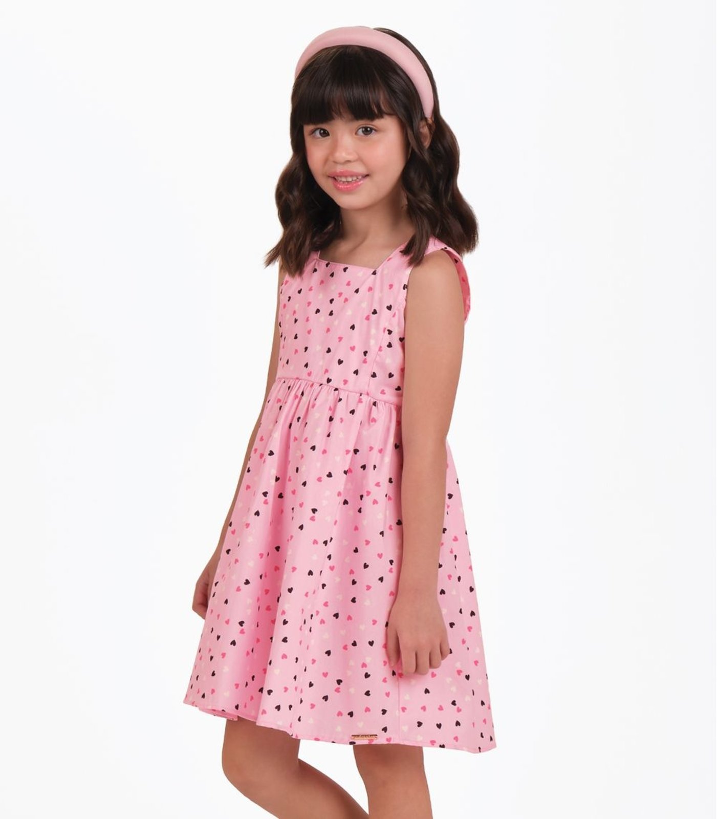 Infantil - Vestido Popeline Trick Nick Rosa