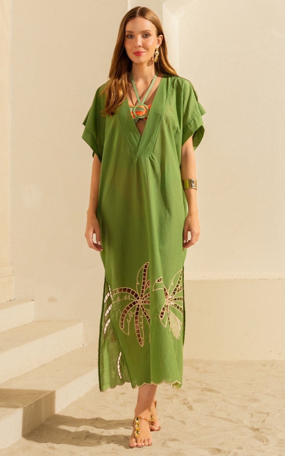Vestido Longo Voil Bordado Sol Poente SP1398BQ