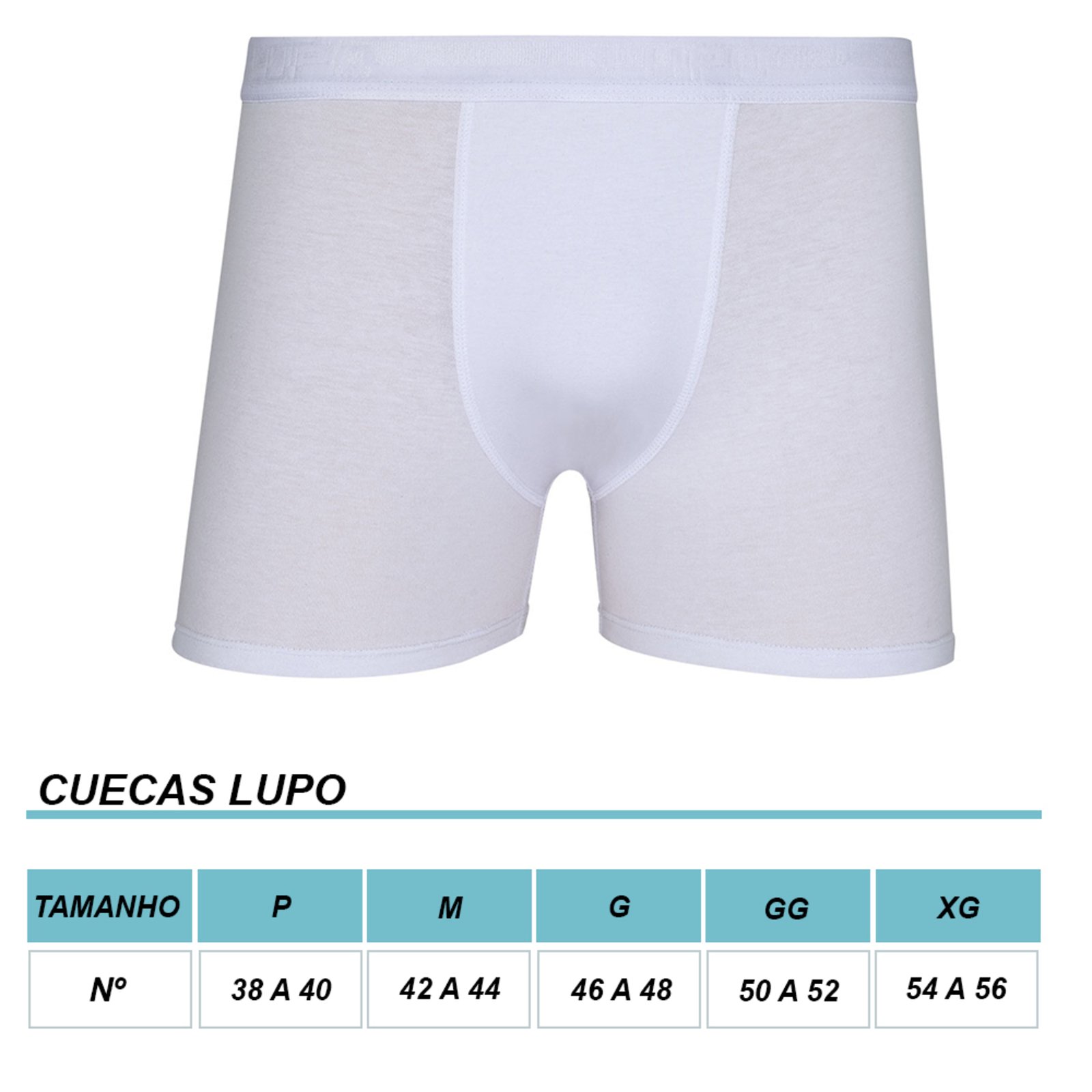 Vista 3 Cueca Boxer Lupo Algodão Com Elastano branco Lupo branco