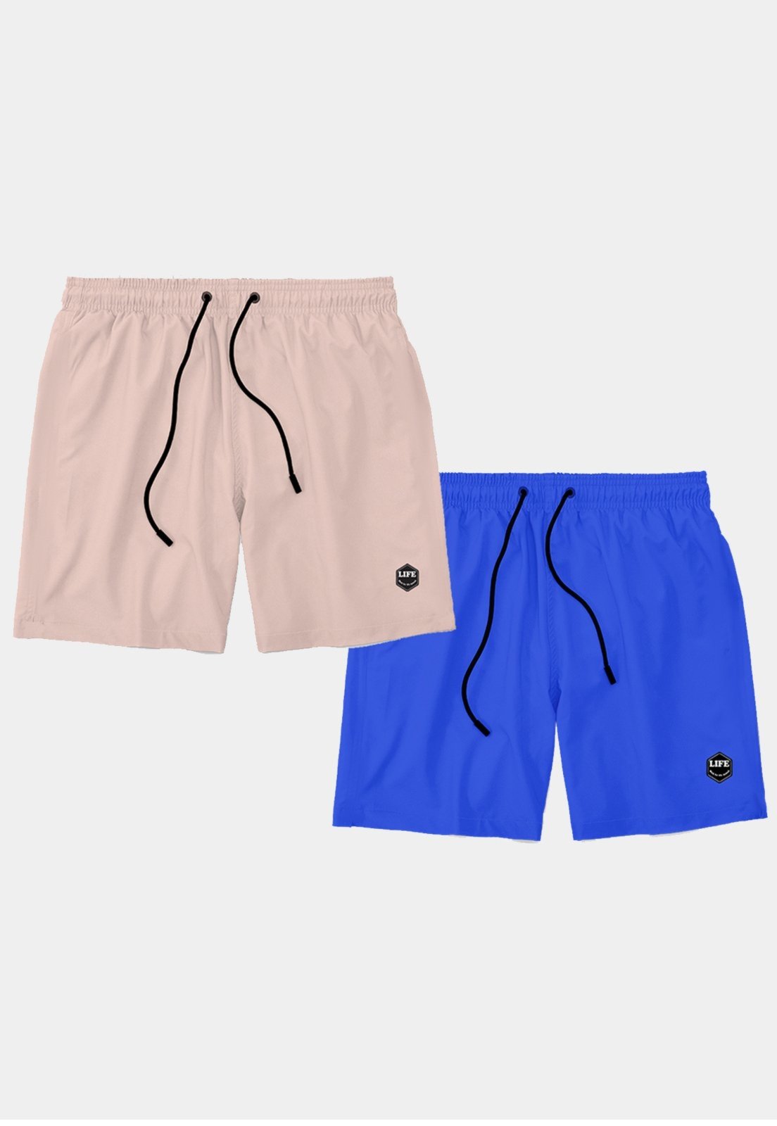Kit 2 Shorts Masculino Básico Liso Bermuda Praia Mauricinho Tactel