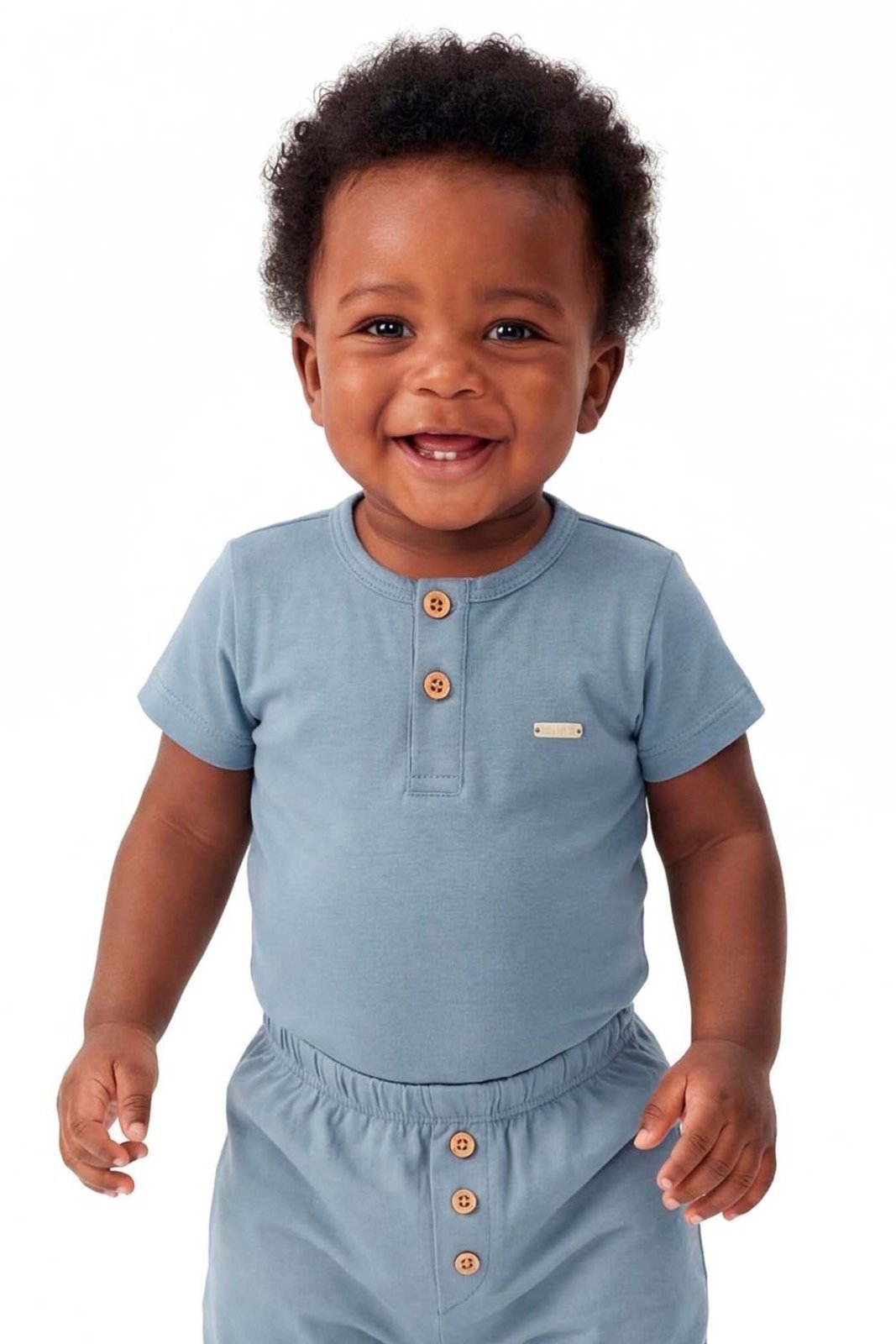 Infantil - Body Menino Suedine Botões Colorittá Azul