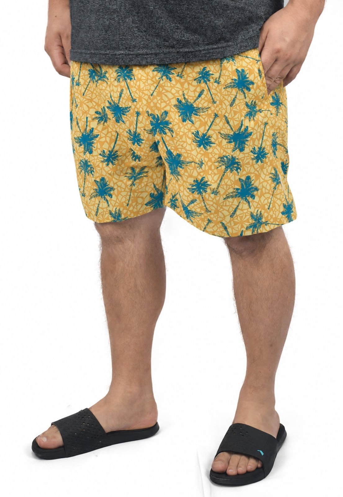 Short Estampado Elastano Plus Size Grande Bermuda flor Amarelo