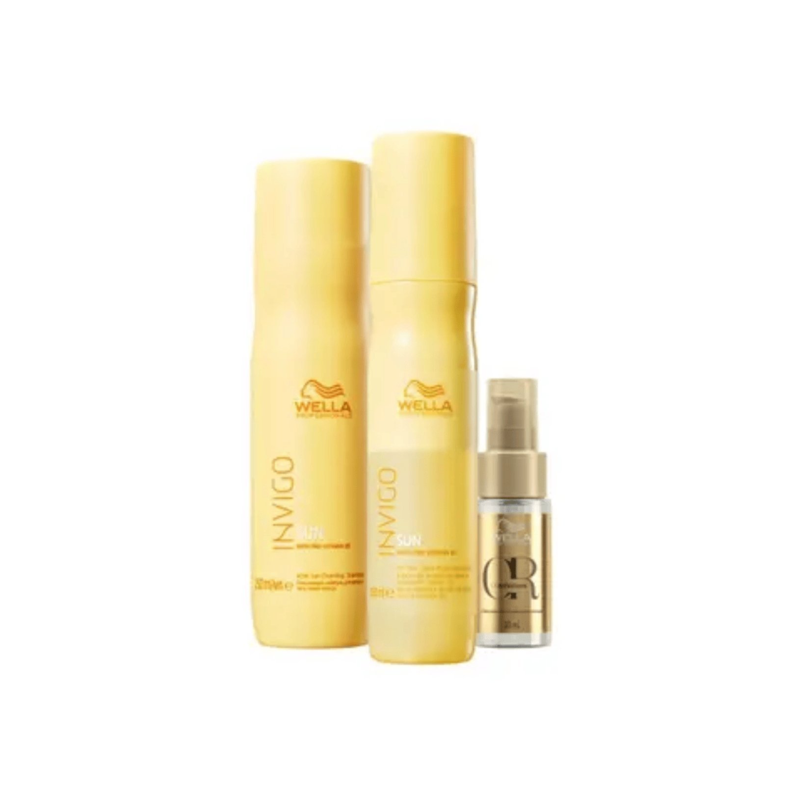 Vista 2 Kit Wella Invigo Sun Shampoo Leave-in Óleo (3 produtos) amarelo Wella amarelo