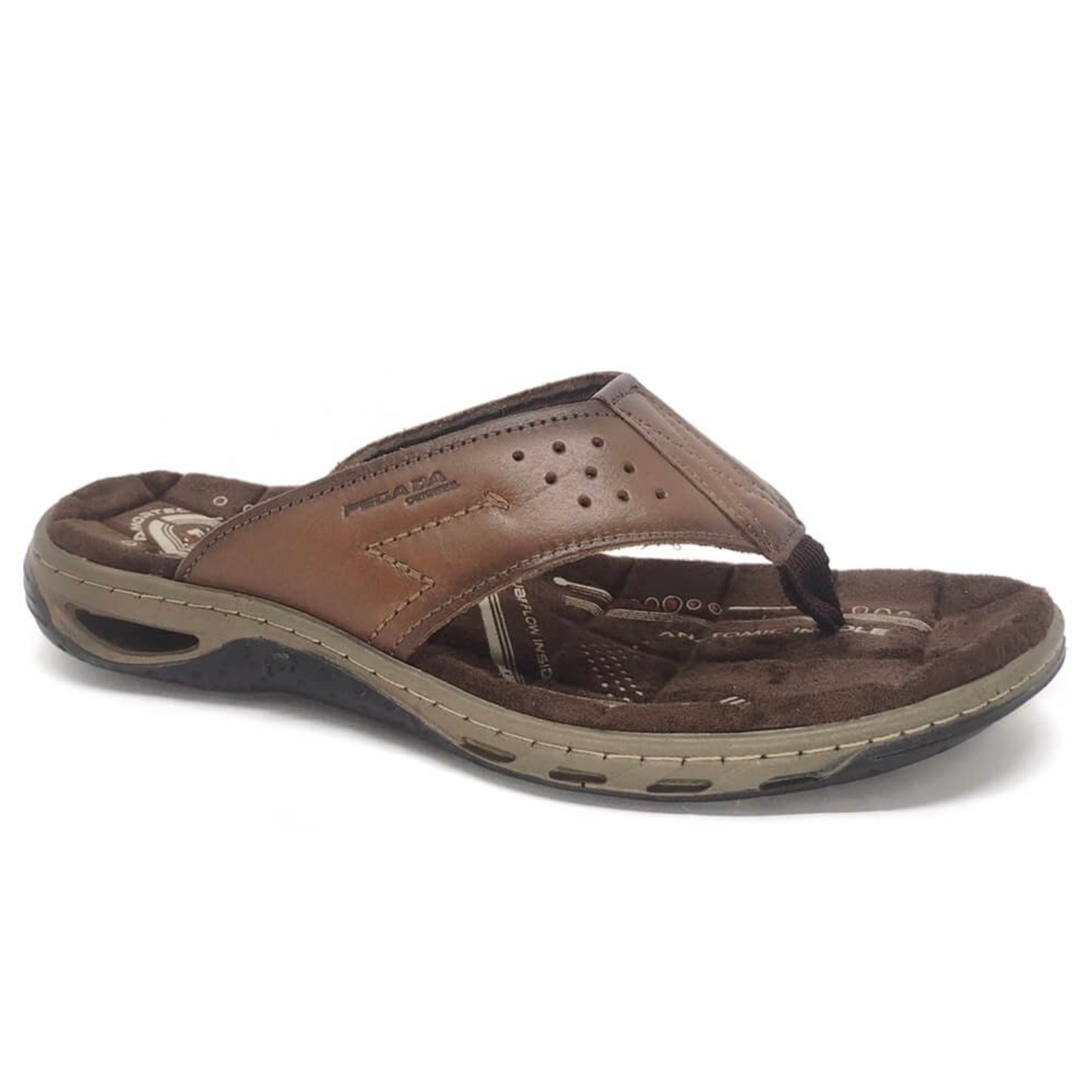 Chinelo Pegada Masculino Couro Amortech 131663 Pinhão