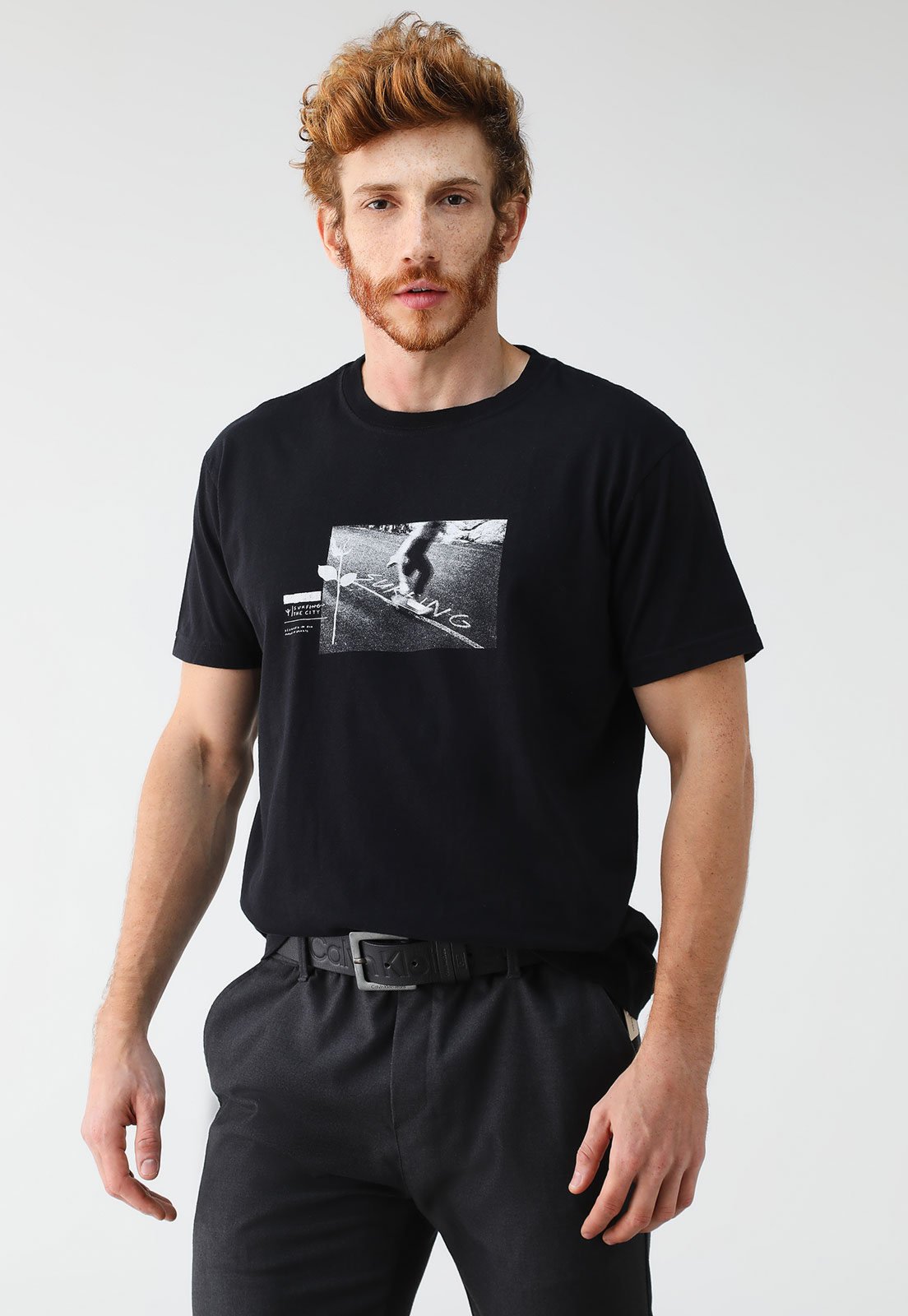 Camiseta Osklen Reta Estampada Preta