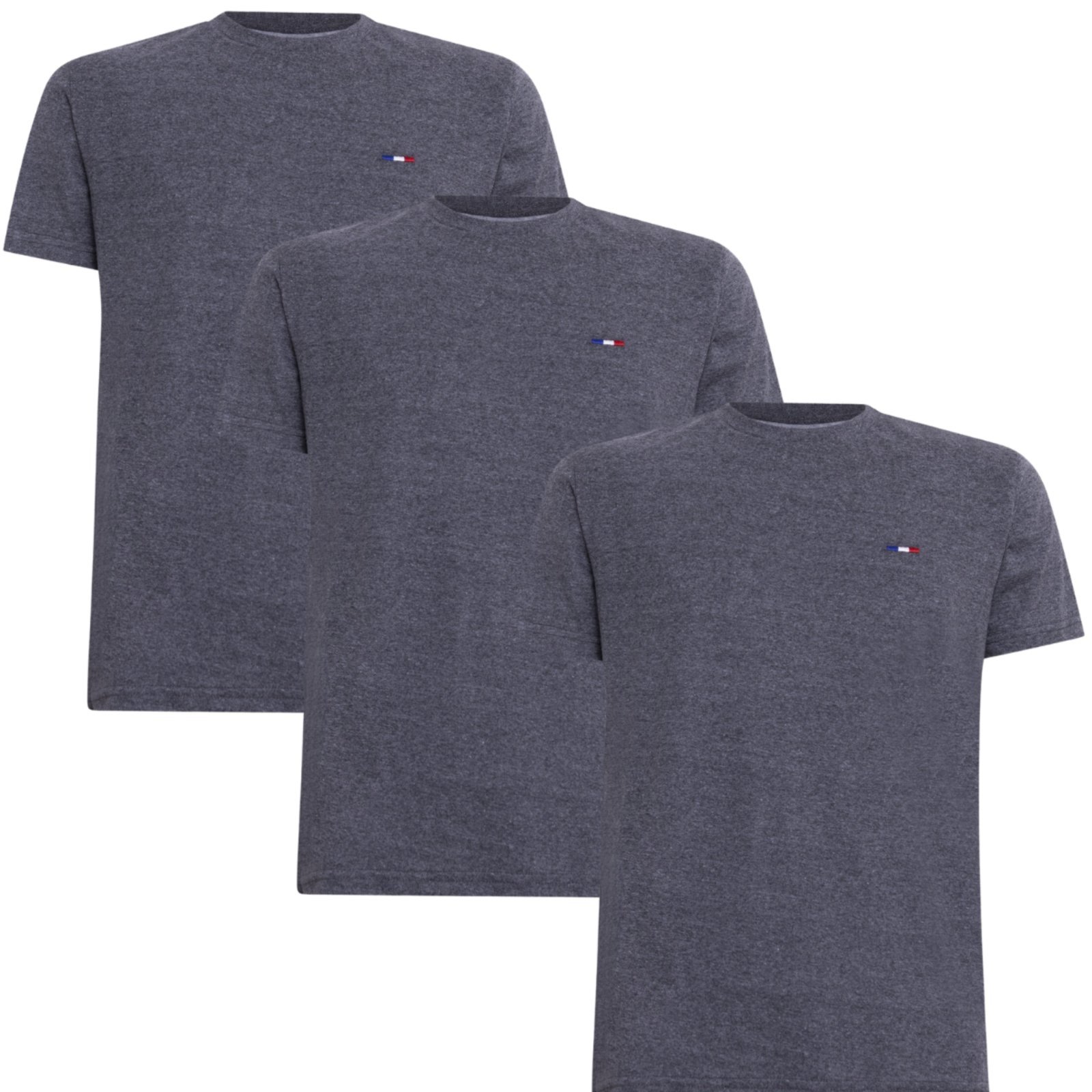 Kit 3 Peças Camisetas Básicas Masculina FMF Chumbo em Algodão Premium no Estilo Tommy Bordado França