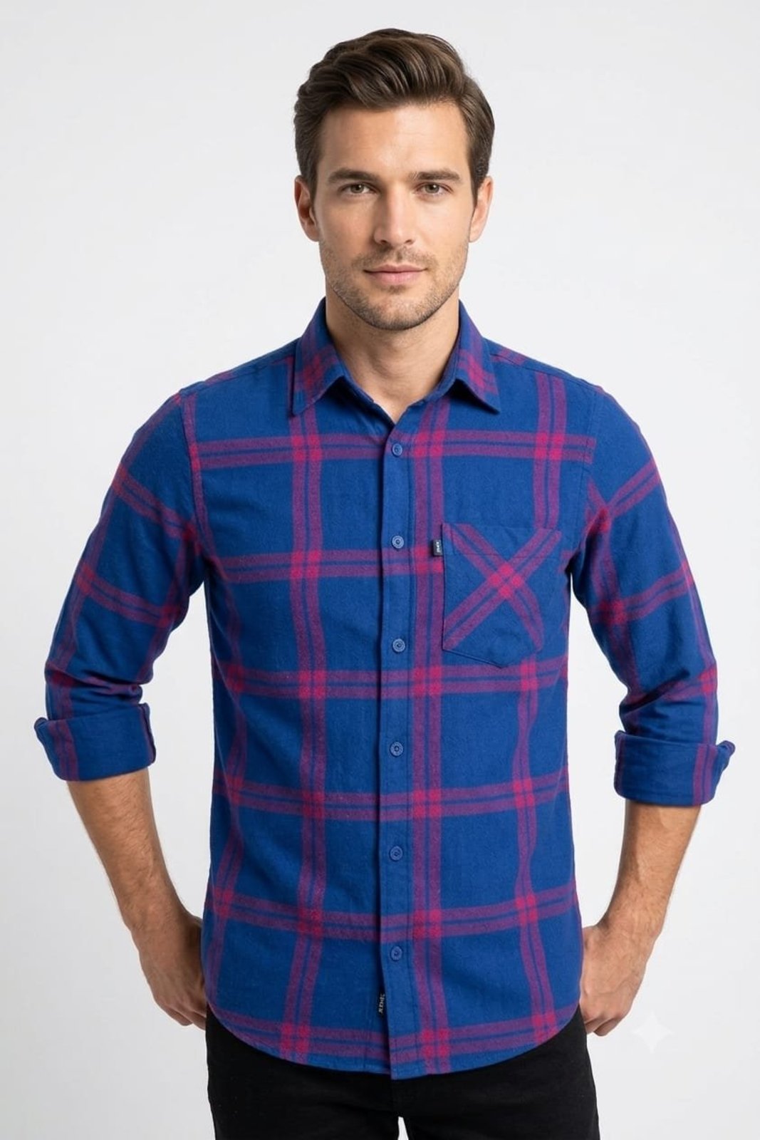 Camisa Flanela Amil Xadrez Brasco Comfort Com Bolso Manga longa Luxo Cor04