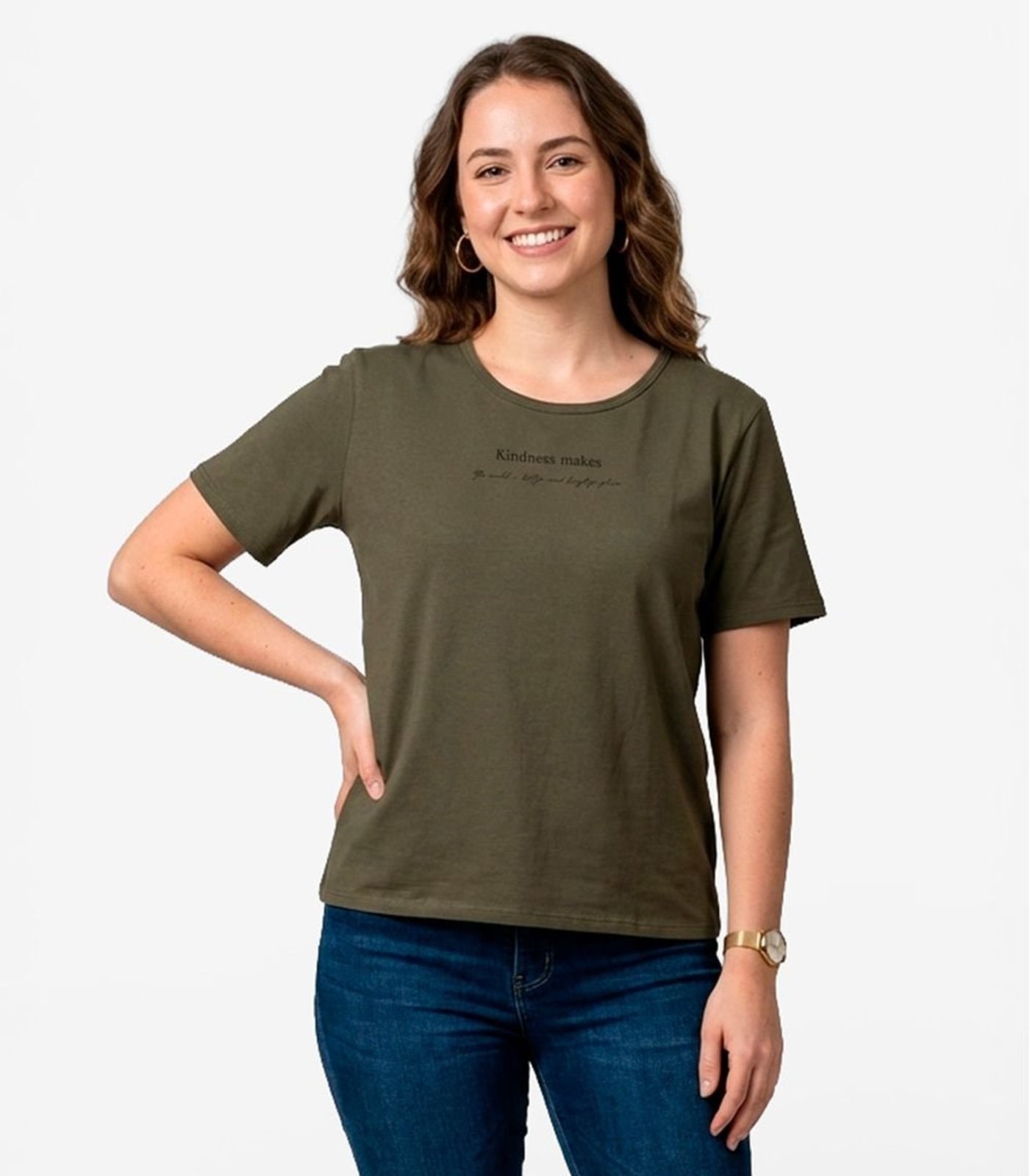 Blusa Feminina Manga Curta Infinita Cor Verde