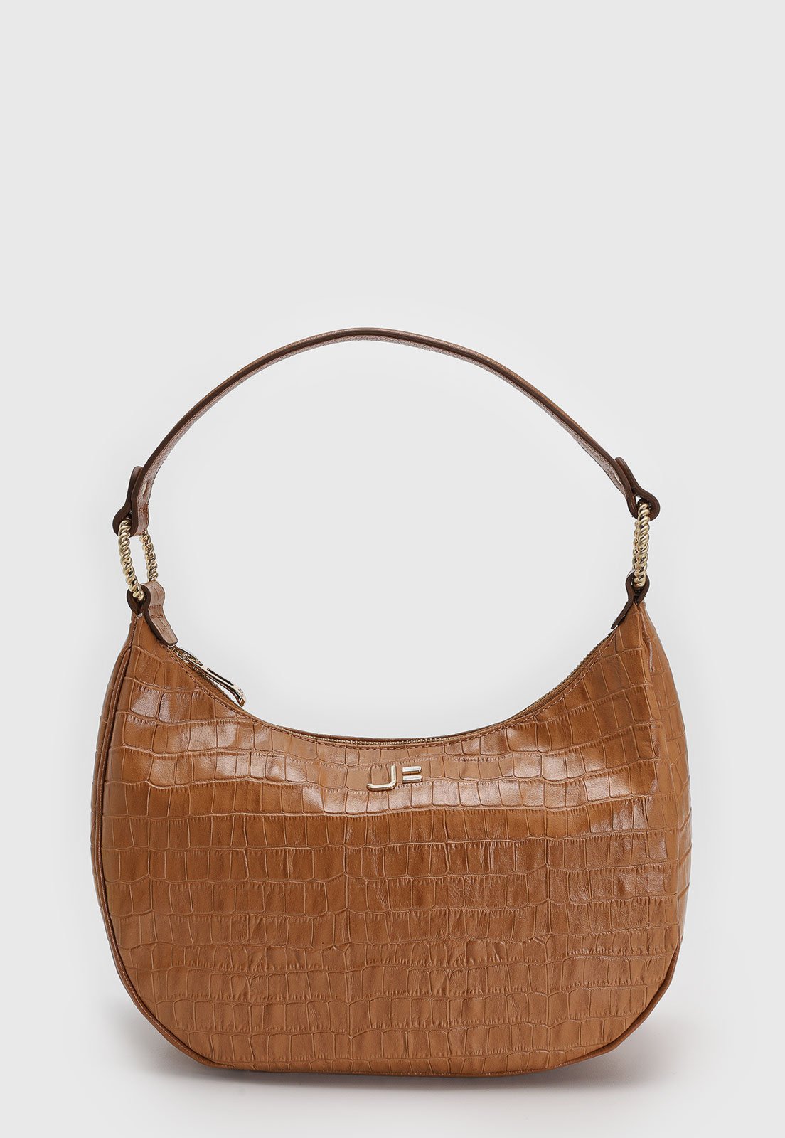 Bolsa Feminina Jorge Bischoff Textura Croco Caramelo