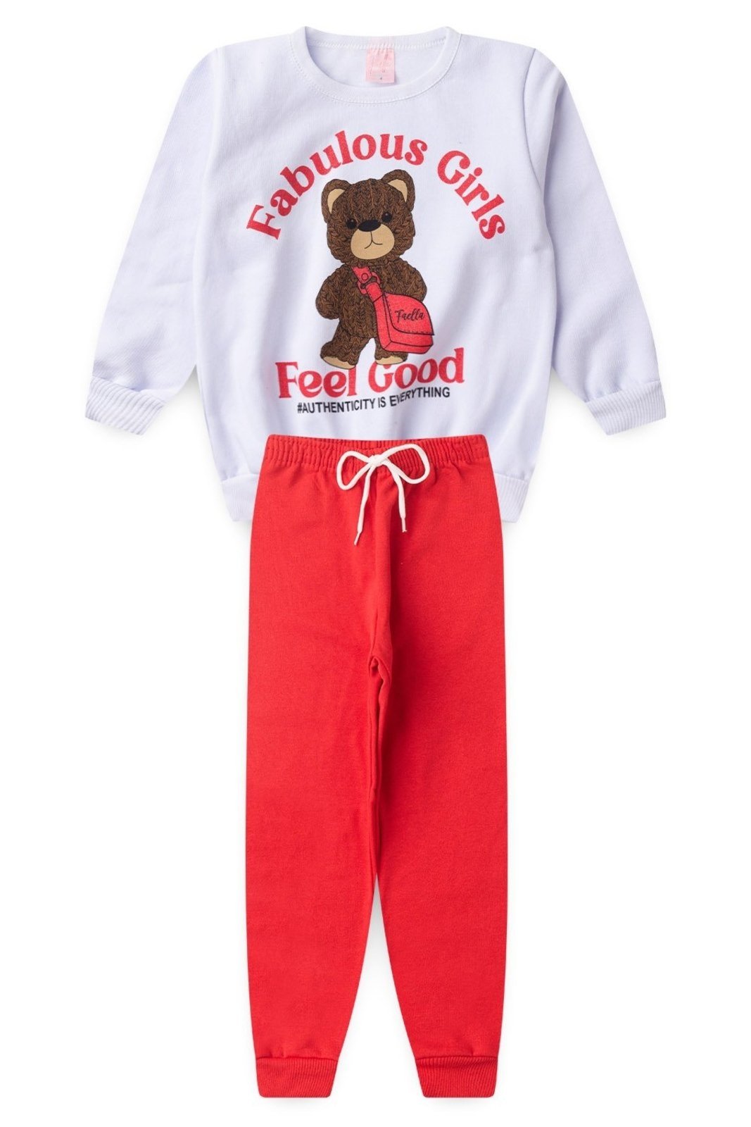 Infantil – Conjunto Moletom Peluciado Feminino Fabulous Girls – Branco