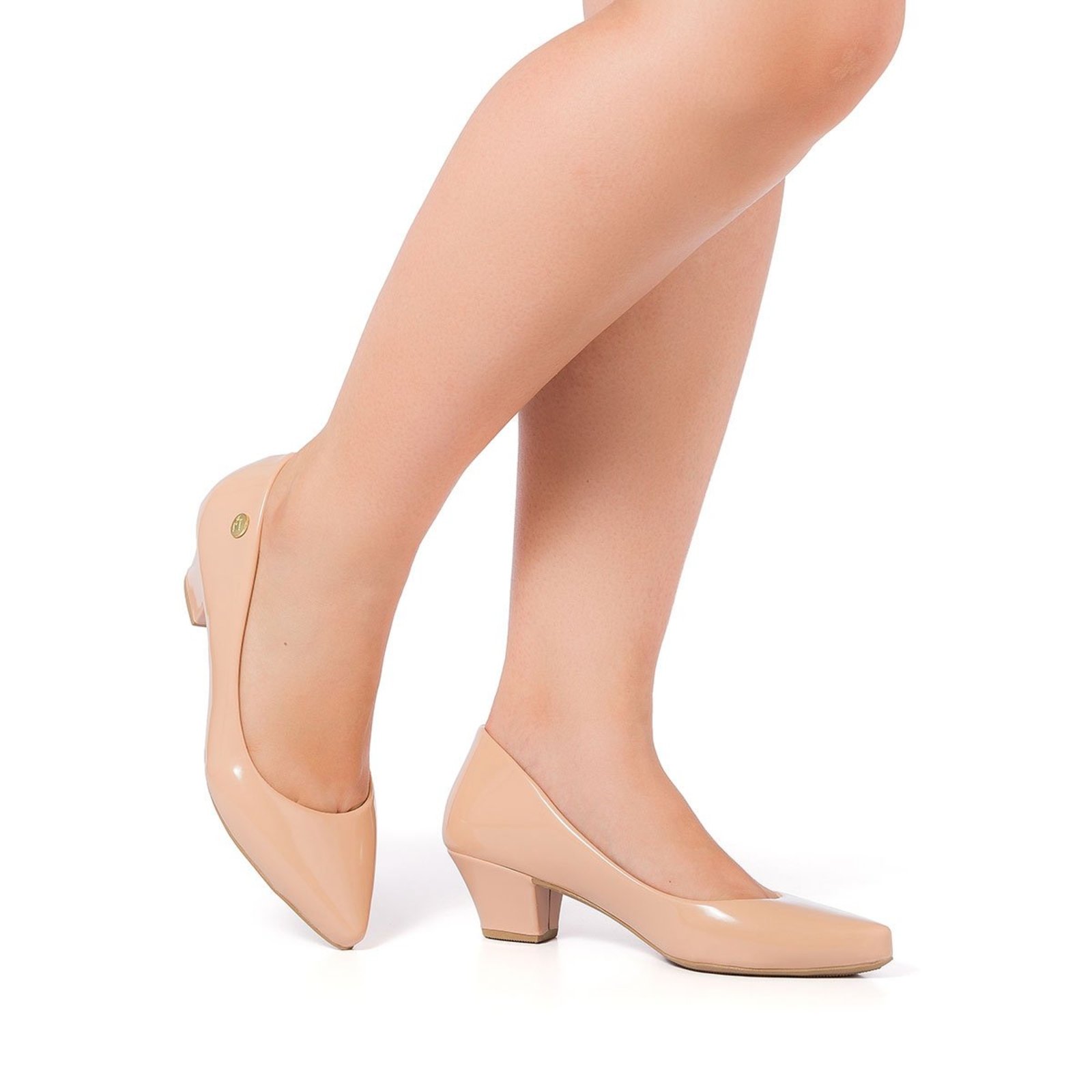 Scarpin Donna Santa Bico Fino Salto Baixo Nude