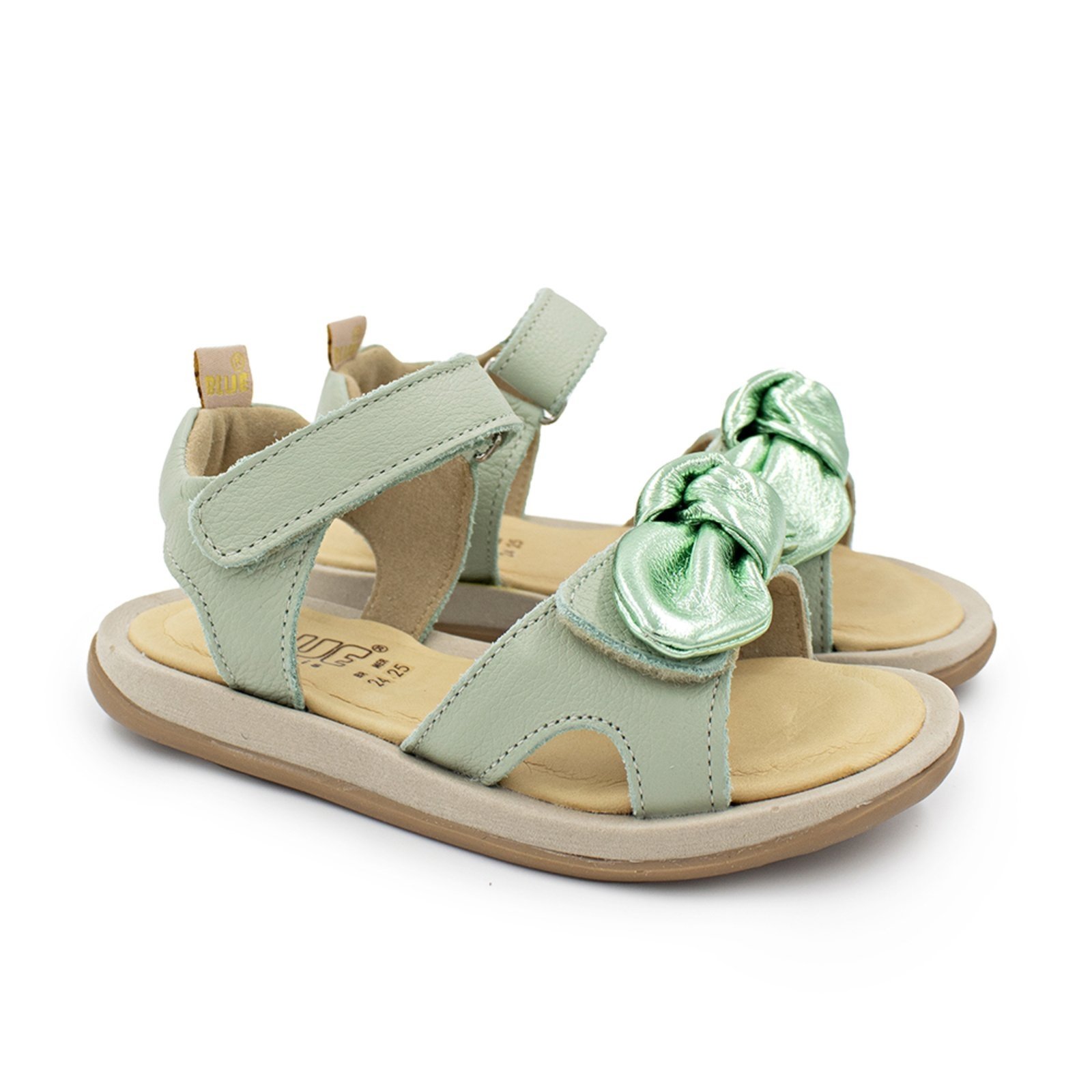 Vista 2 Infantil - Sandalia Menina Blue Jamila Couro Verde Agua Blue Infantis verde blue