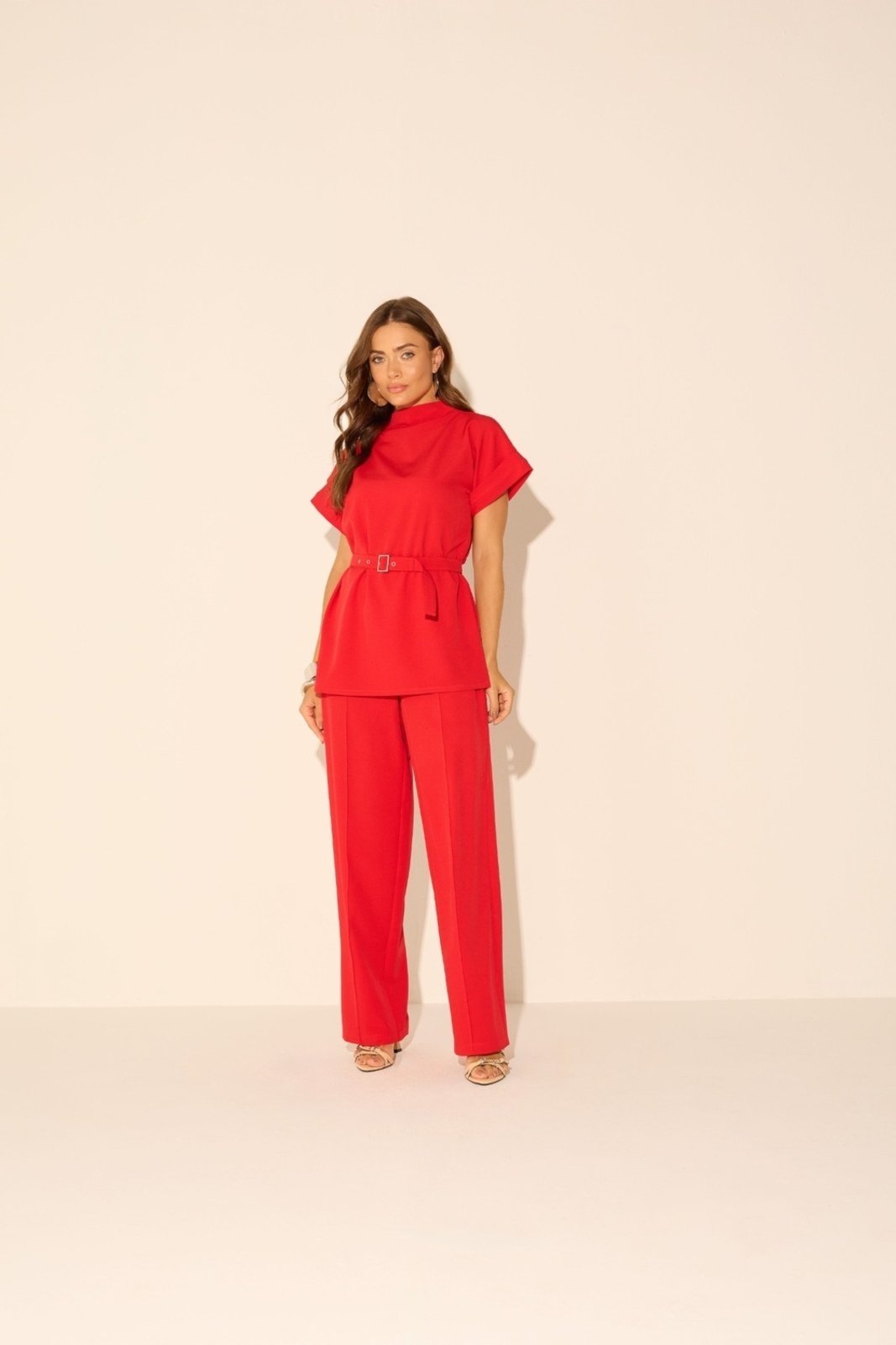 Vista 3 Blusa Vanibele Crepe Vermelha vermelho Vanibele vermelho