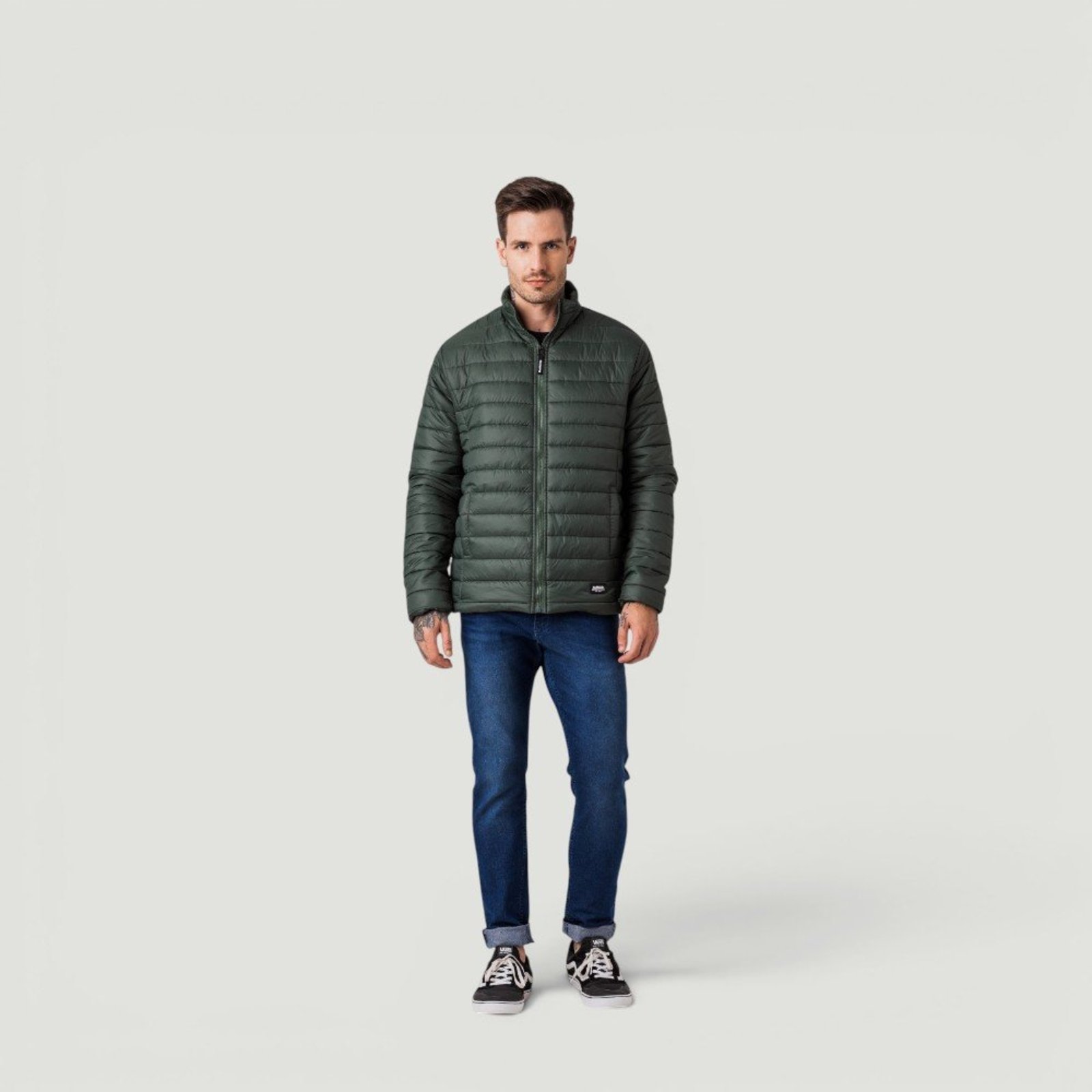 Jaqueta Puffer Masculina Endlees Rock e Soda Verde militar