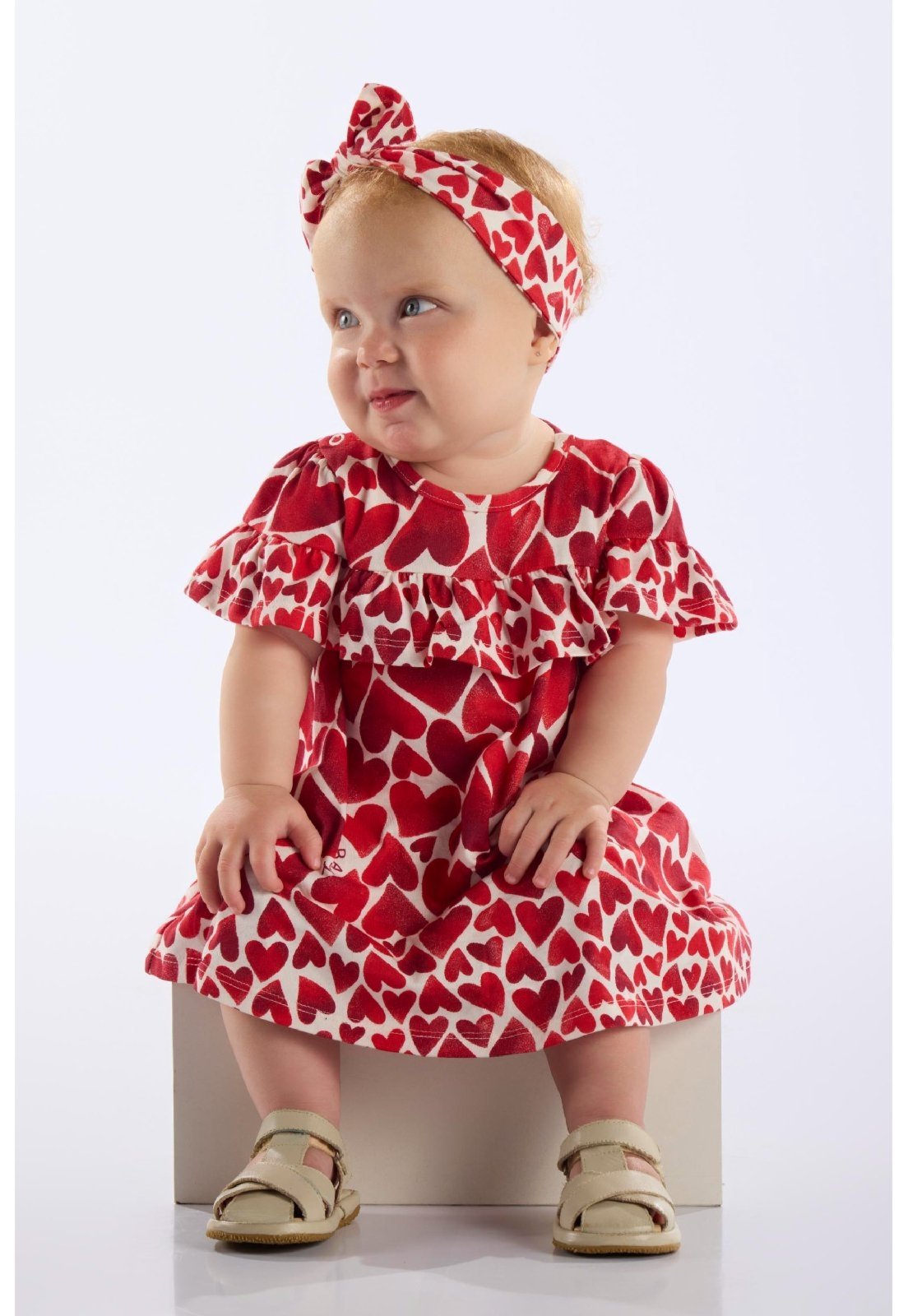 Infantil – Vestido e Faixa em Algodão Up Baby Vermelho
