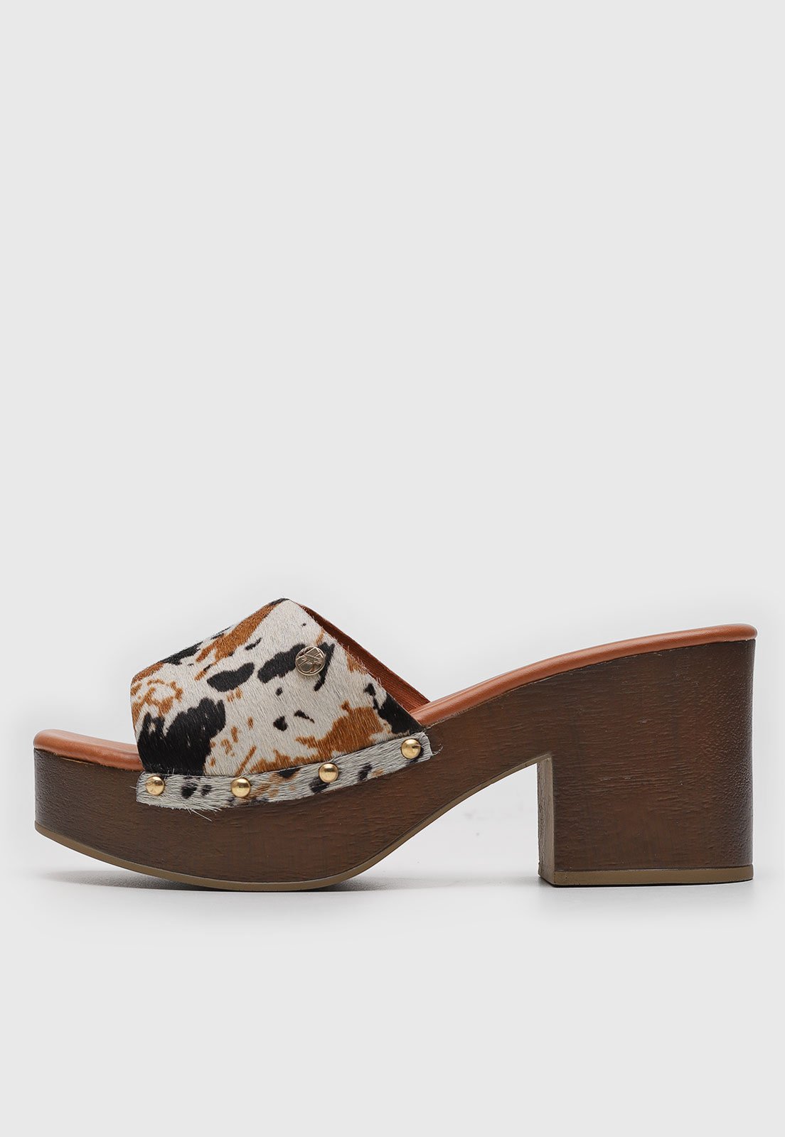 Sandália Feminina Bottero Animal Print Tachas Off-White
