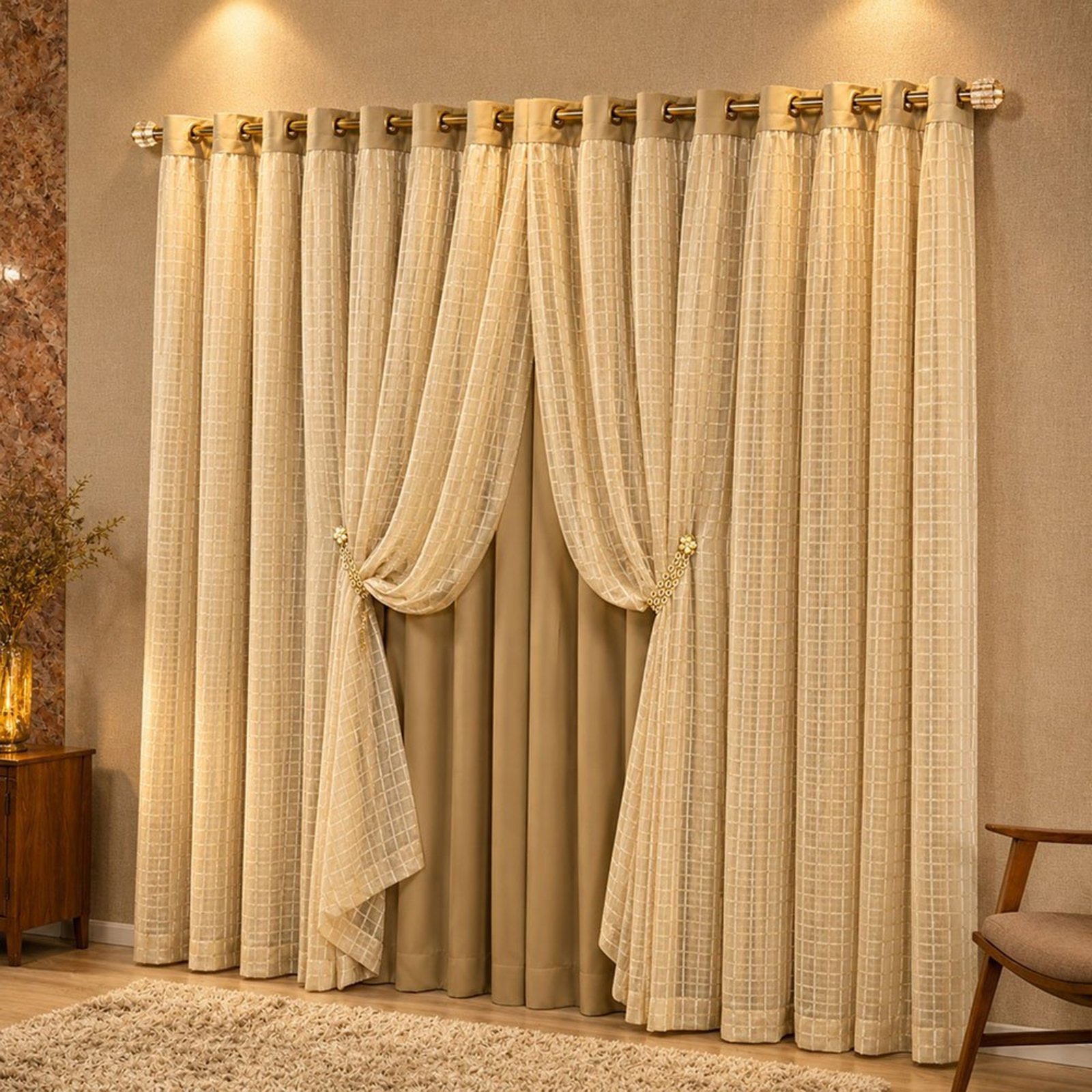 Cortina Canaã para Varão 2,00m x 1,70m Linha Nobre - Chocolate