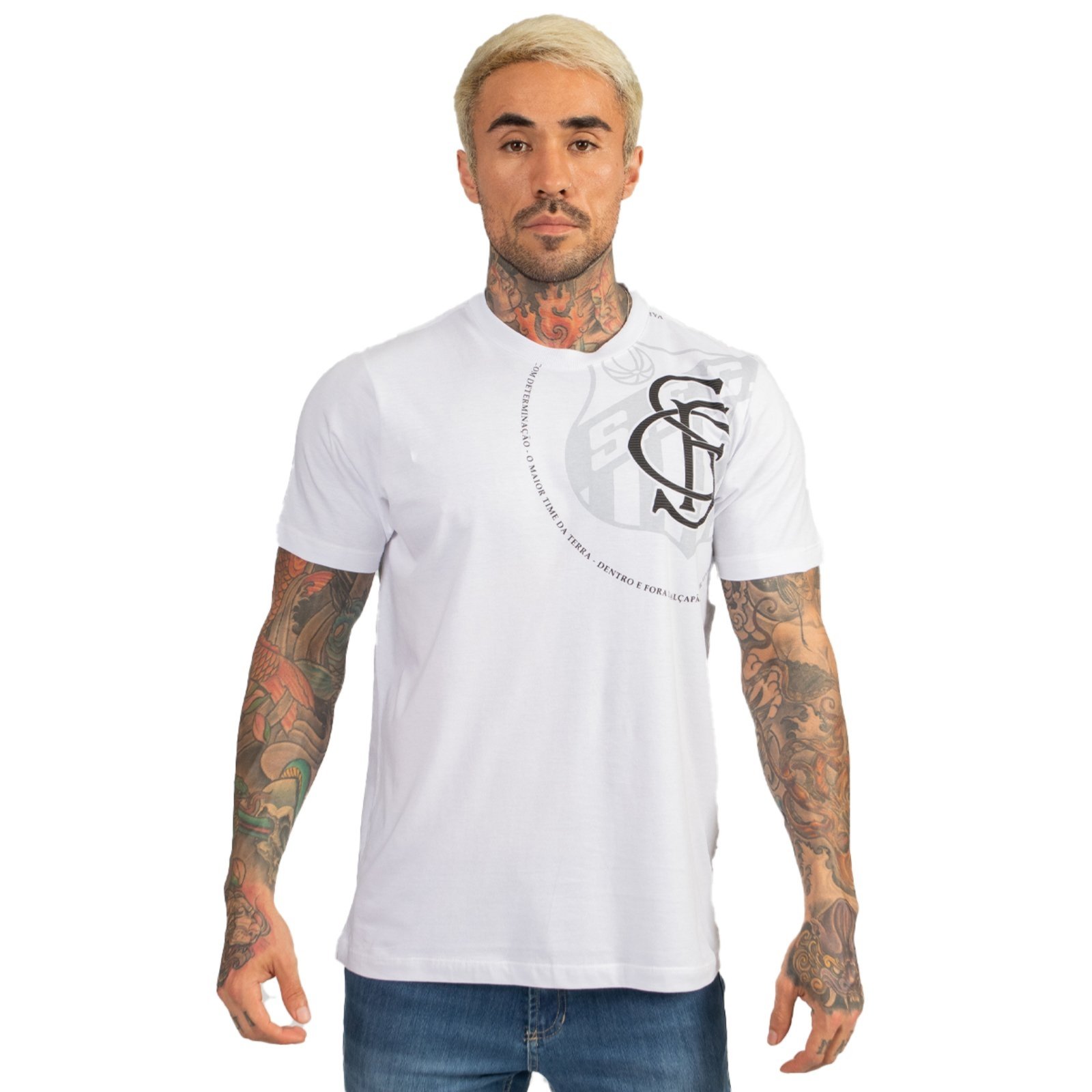 Camiseta Santos Oficial Torcedor Algodão Masculina Branco