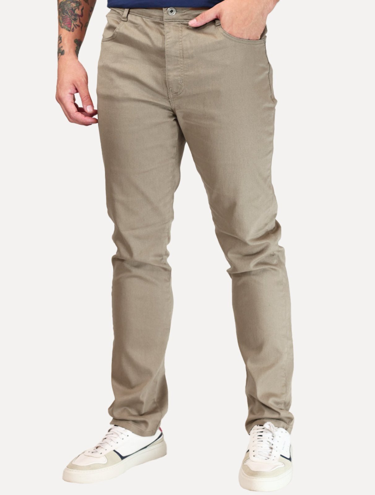 Calça Dudalina Jeans Masculina Slim Acetinada Cáqui