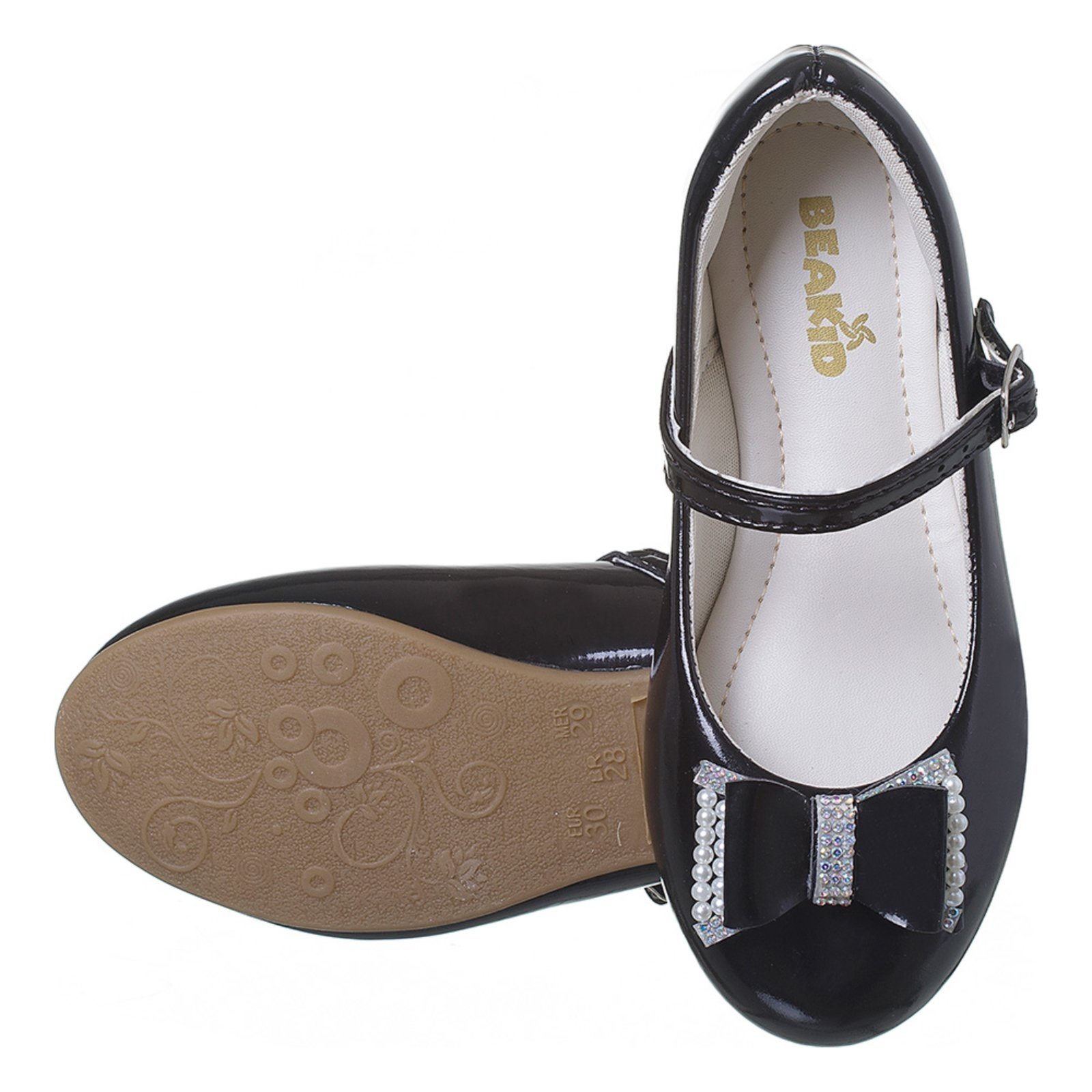 Infantil - Sapatilha Feminina Com Laço Exclusivo Social Batizado Menina Strass Sapato Preto