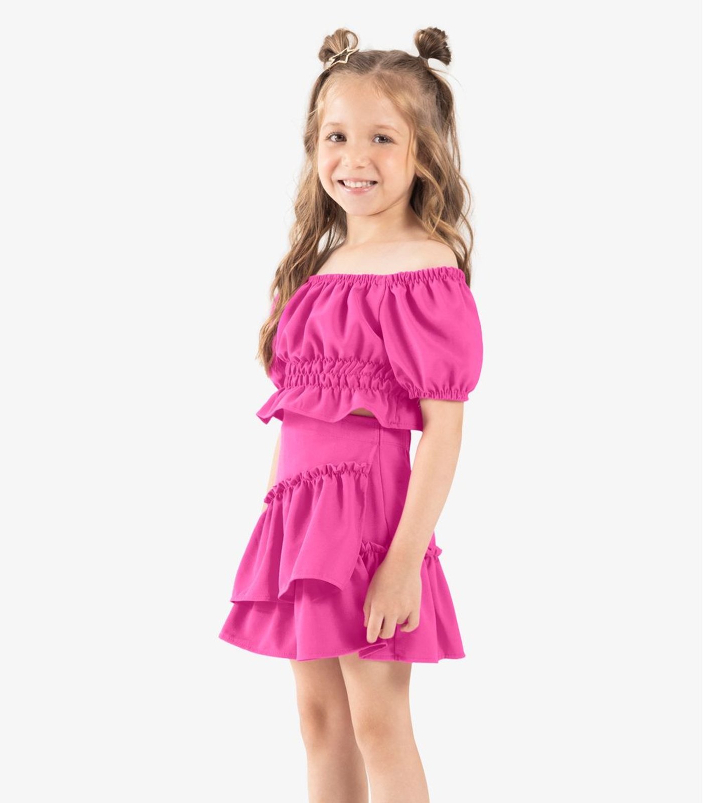 Infantil – Conjunto Blusa Com Saia Rovi Rosa