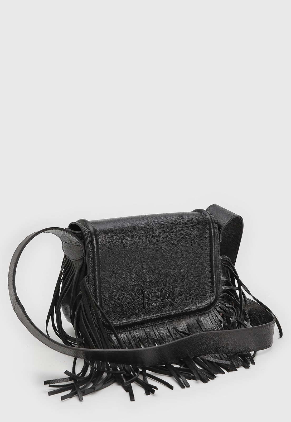 Vista 3 Bolsa Feminina Santa Lolla Franjas Preta preto Santa Lolla preto