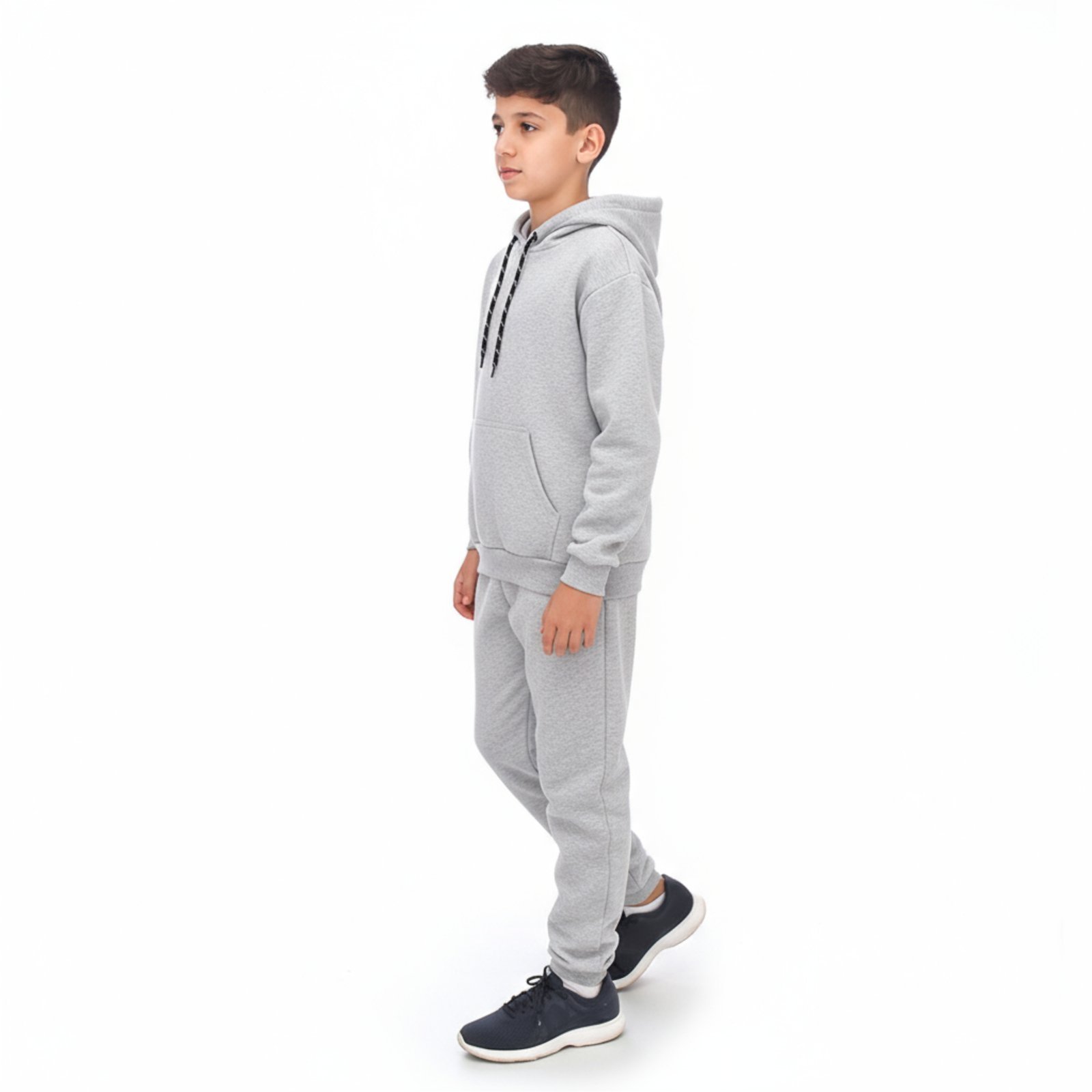 Infantil - Conjunto Em Moletom Blusa Canguru e Capuz E Calça Estilo Jogger Cinza Aliarthe