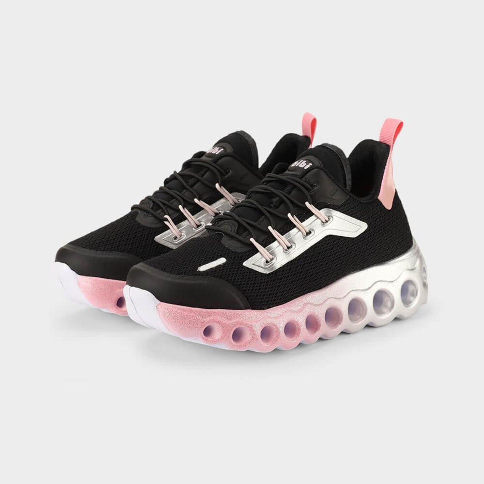 Vista 3 Infantil - Tênis Bibi Roller Sport Preto com Rosa 28 Calçados Bibi preto rosa Calçados Bibi preto rosa