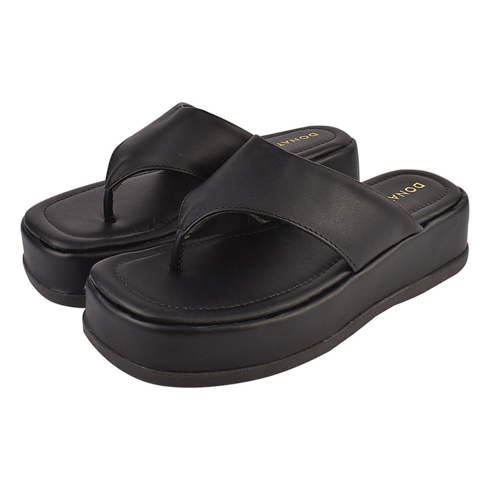 Sandália Plataforma Feminina Chinelo Donatella Shoes Macio Confortável Flatform Preto